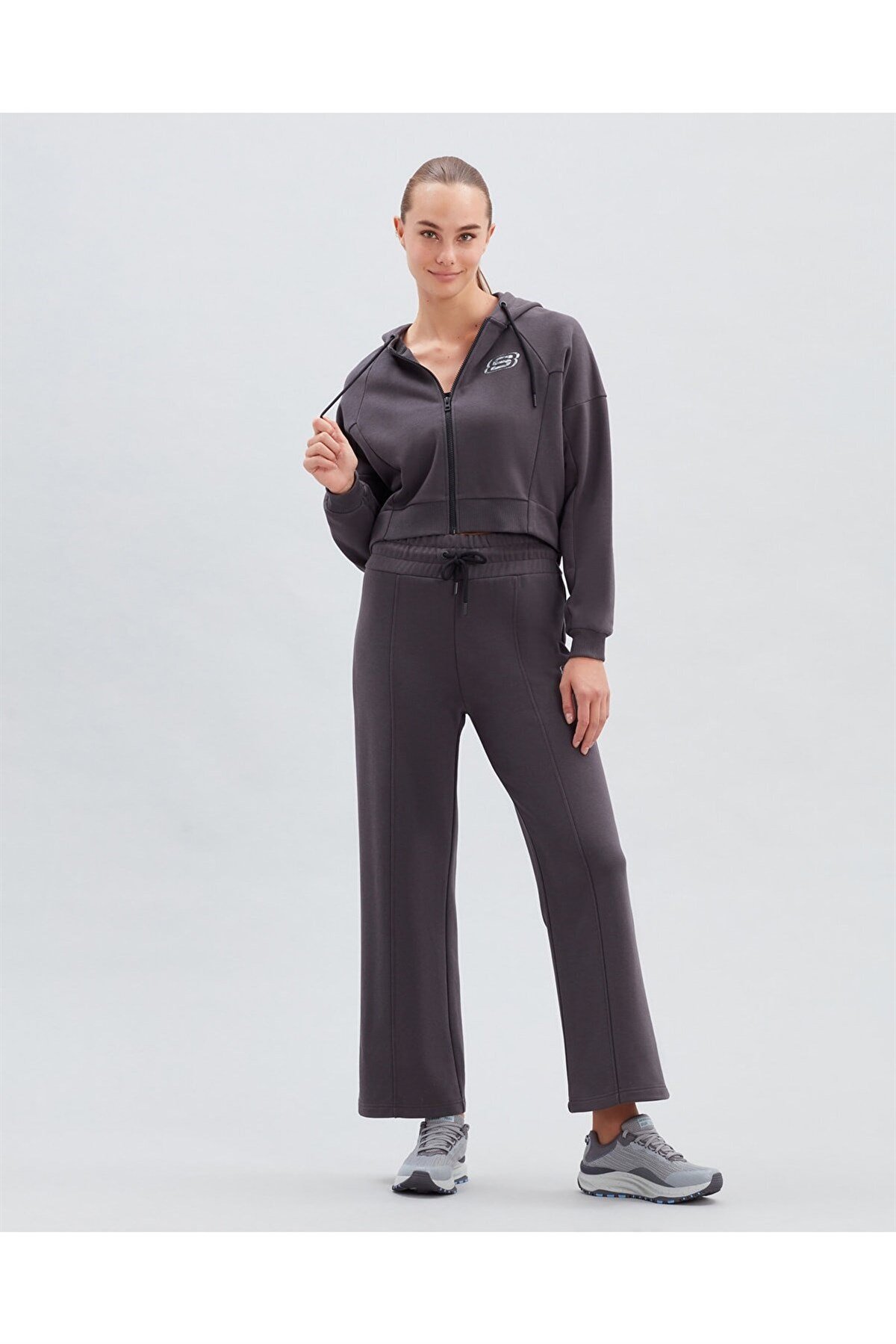 SKECHERSSweatshirtSkechers Mid Weight Fleece W Full Zip Sweatshirt Kadın Sweatshirt S222047-003 Anthracite