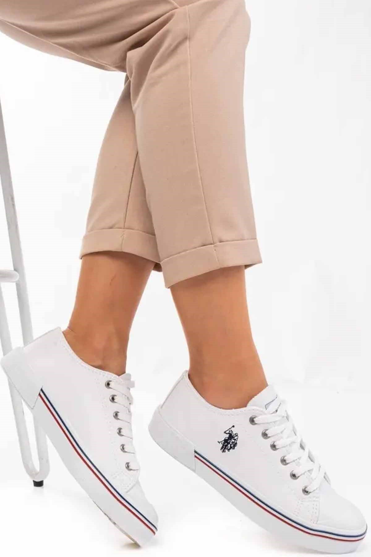 U.S. POLO ASSNGünlük SporU.S Polo Assn.Unisex Beyaz Sneaker Kadın Günlük Spor Ayakkabı USP300BEYAZ