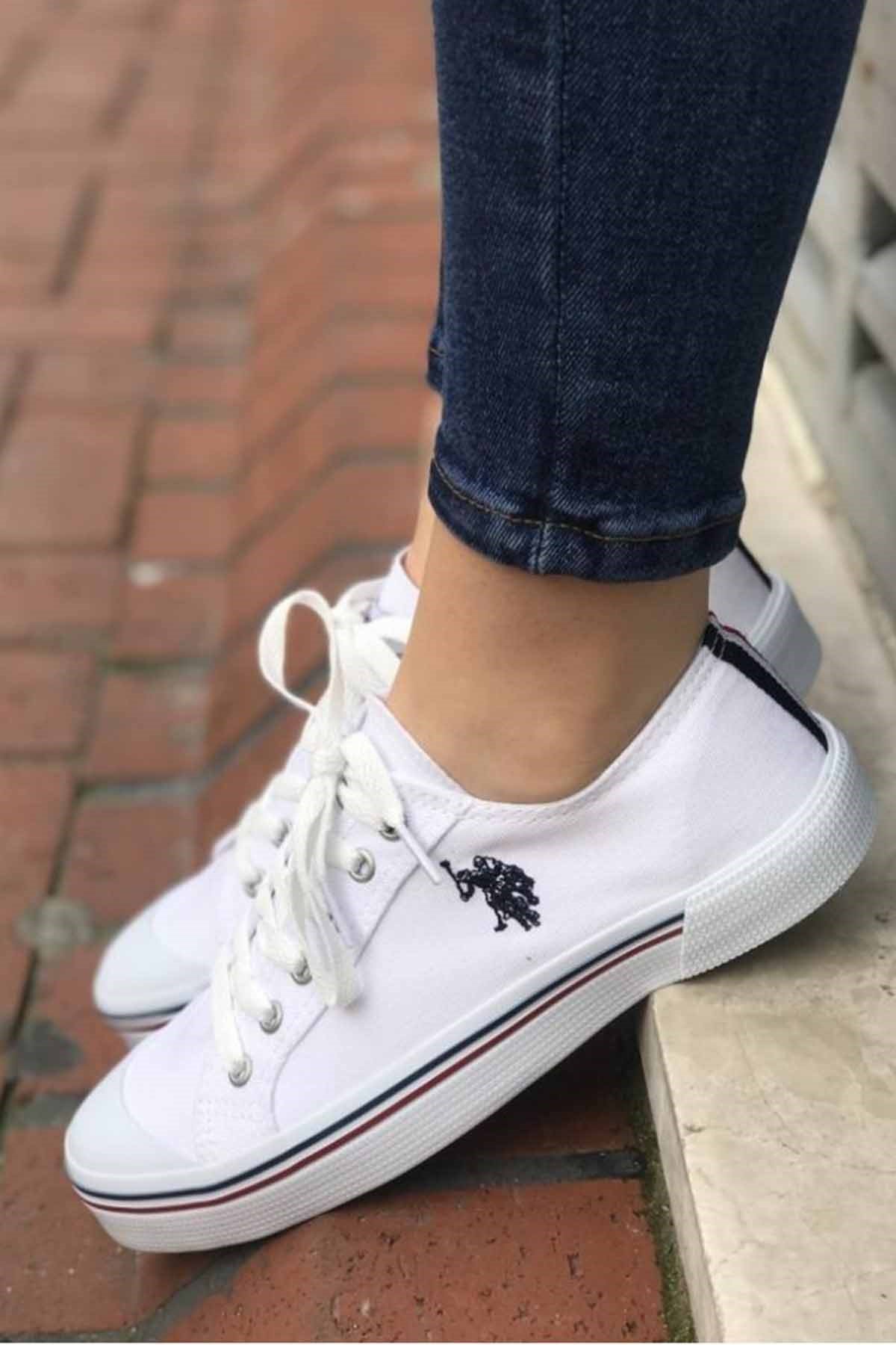 U.S. POLO ASSNGünlük SporU.S Polo Assn.Unisex Beyaz Sneaker Kadın Günlük Spor Ayakkabı USP300BEYAZ