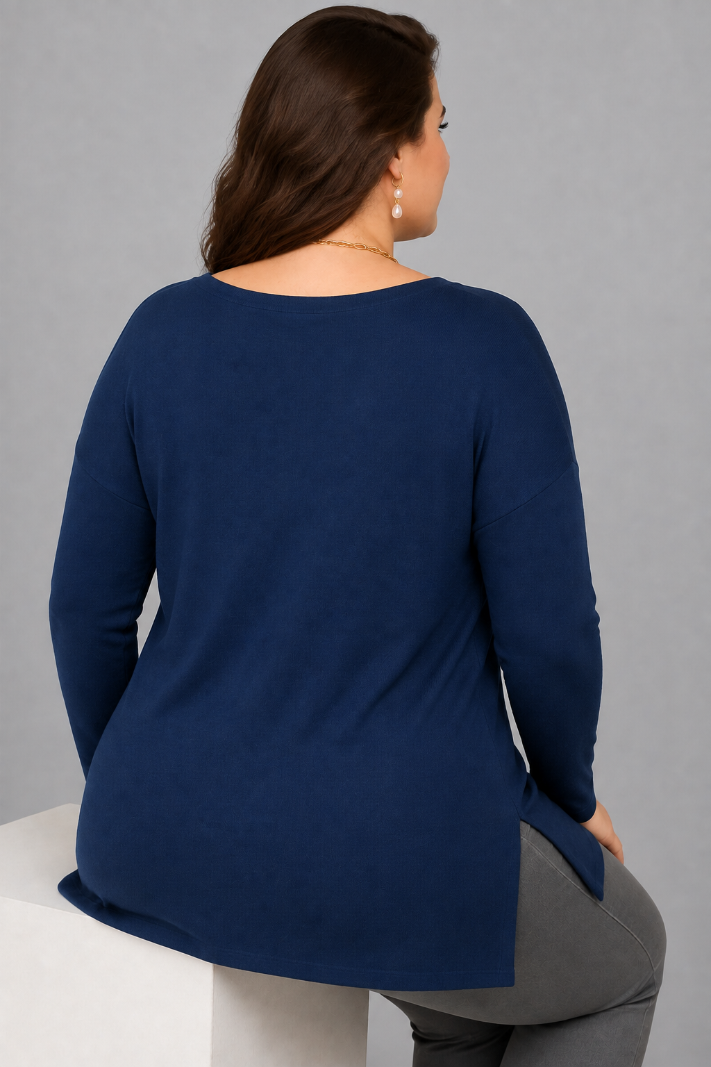 Büyük Beden Baykuş Baskılı V Yaka Uzun Kol Yan Yırtmaçlı Bluz LacivertCurvy TrendBüyük Beden Baykuş Baskılı V Yaka Uzun Kol Yan Yırtmaçlı Bluz Lacivert