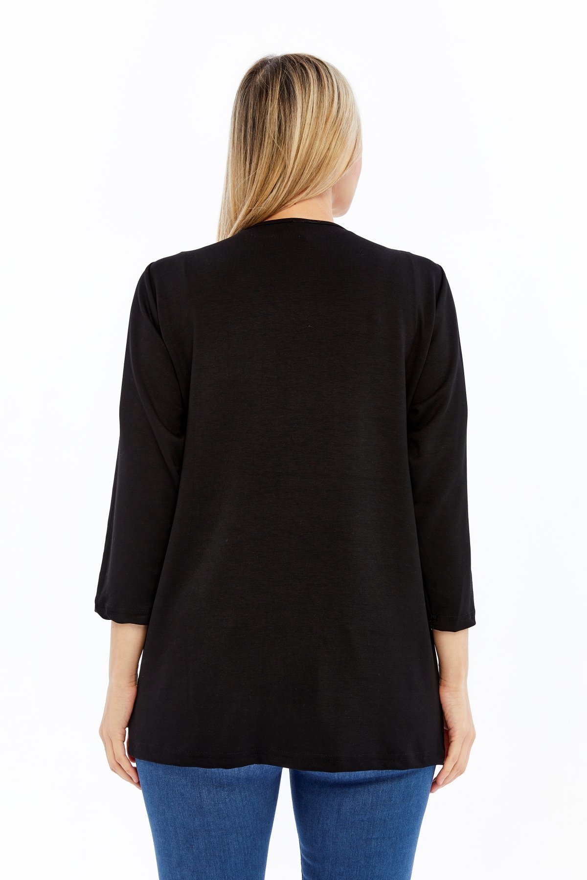 Büyük Beden Deri Garnili Cepli Yumuşak Dökümlü Kumaş Hırka SiyahCurvy TrendBüyük Beden Deri Garnili Cepli Yumuşak Dökümlü Kumaş Hırka Siyah