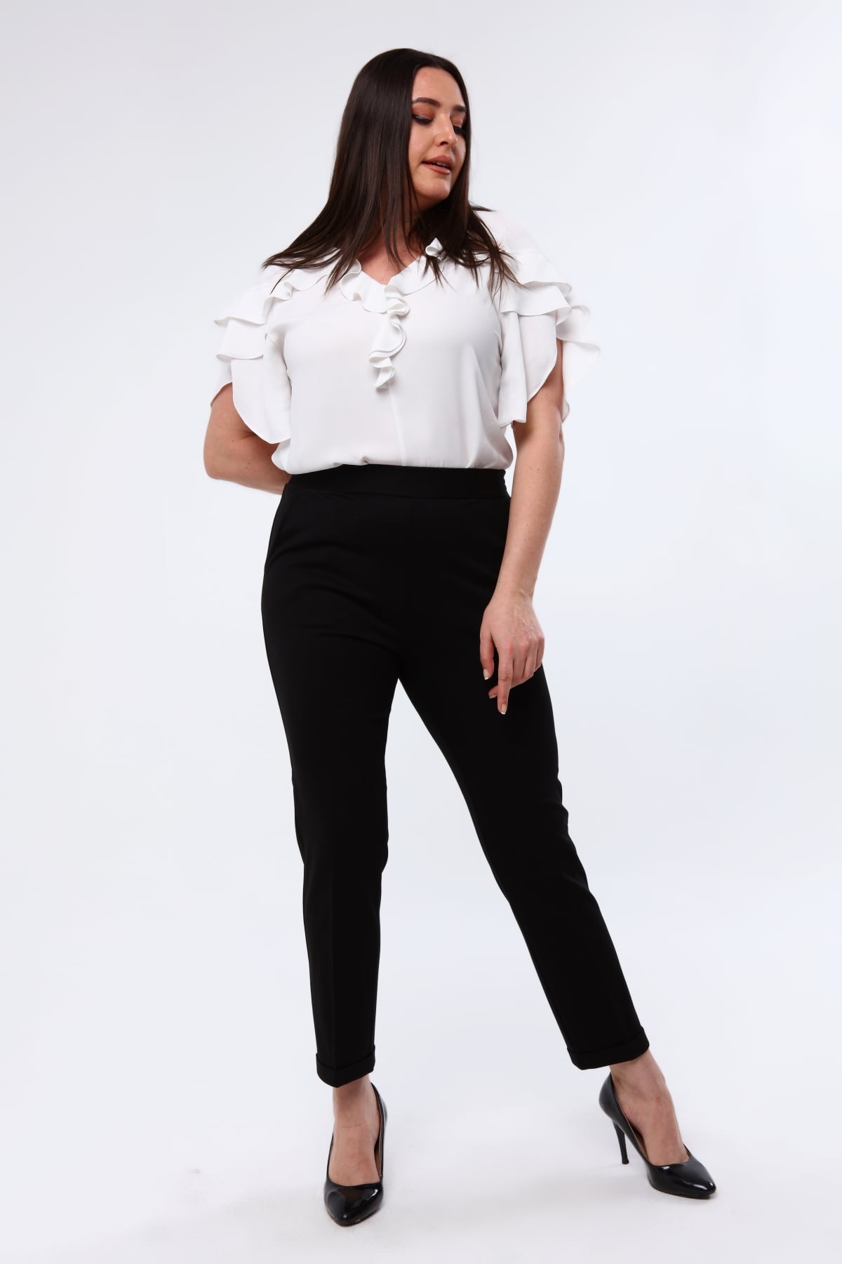 Büyük Beden Duble Paça Tayt PantolonCurvy TrendBüyük Beden Duble Paça Tayt Pantolon