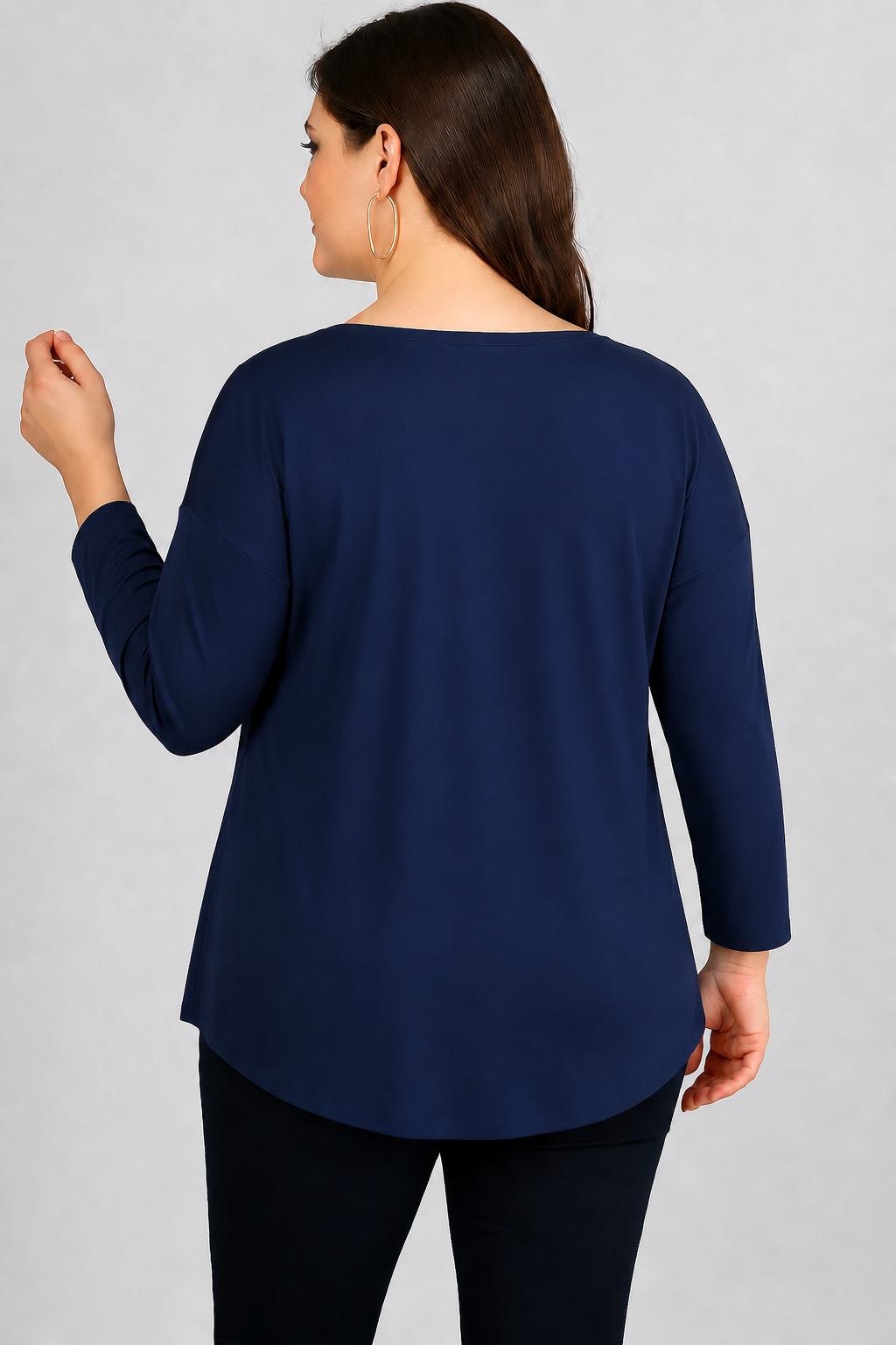 Büyük Beden Floral Butterfly Baskılı V Yaka Uzun Kol Geniş Etekli Bluz LacivertCurvy TrendBüyük Beden Floral Butterfly Baskılı V Yaka Uzun Kol Geniş Etekli Bluz Lacivert
