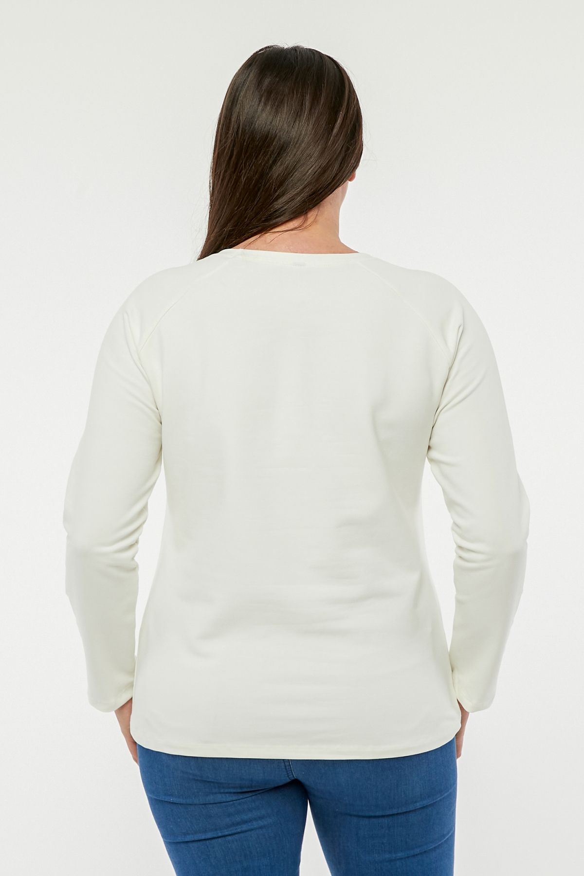 Büyük Beden Renkli Taş Baskılı Reglan Kol Sweatshirt EkruCurvy TrendBüyük Beden Renkli Taş Baskılı Reglan Kol Sweatshirt Ekru
