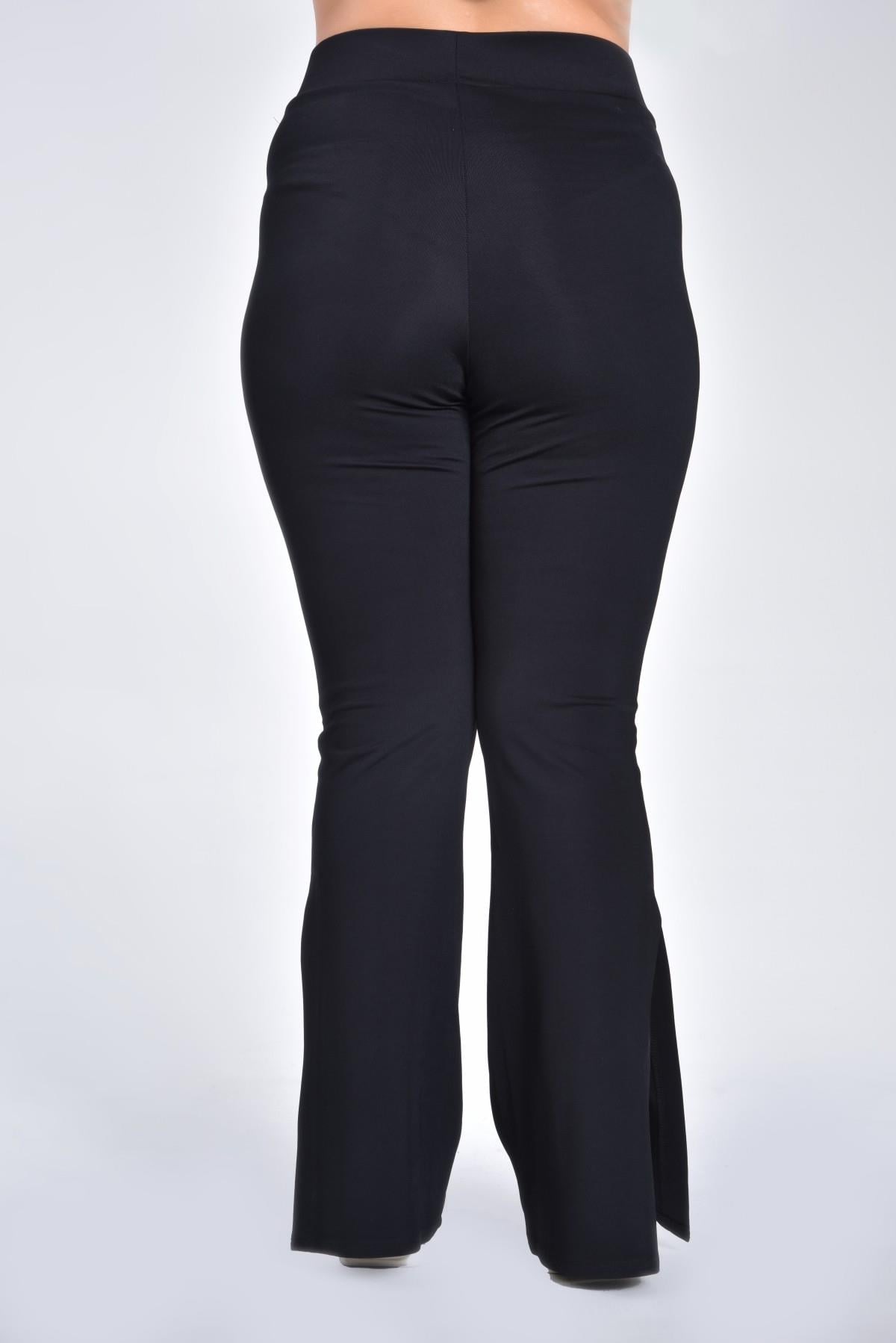 Büyük Beden Yüksek Bel Yırtmaçlı İspanyol Paça Tayt PantolonCurvy TrendBüyük Beden Yüksek Bel Yırtmaçlı İspanyol Paça Tayt Pantolon Siyah