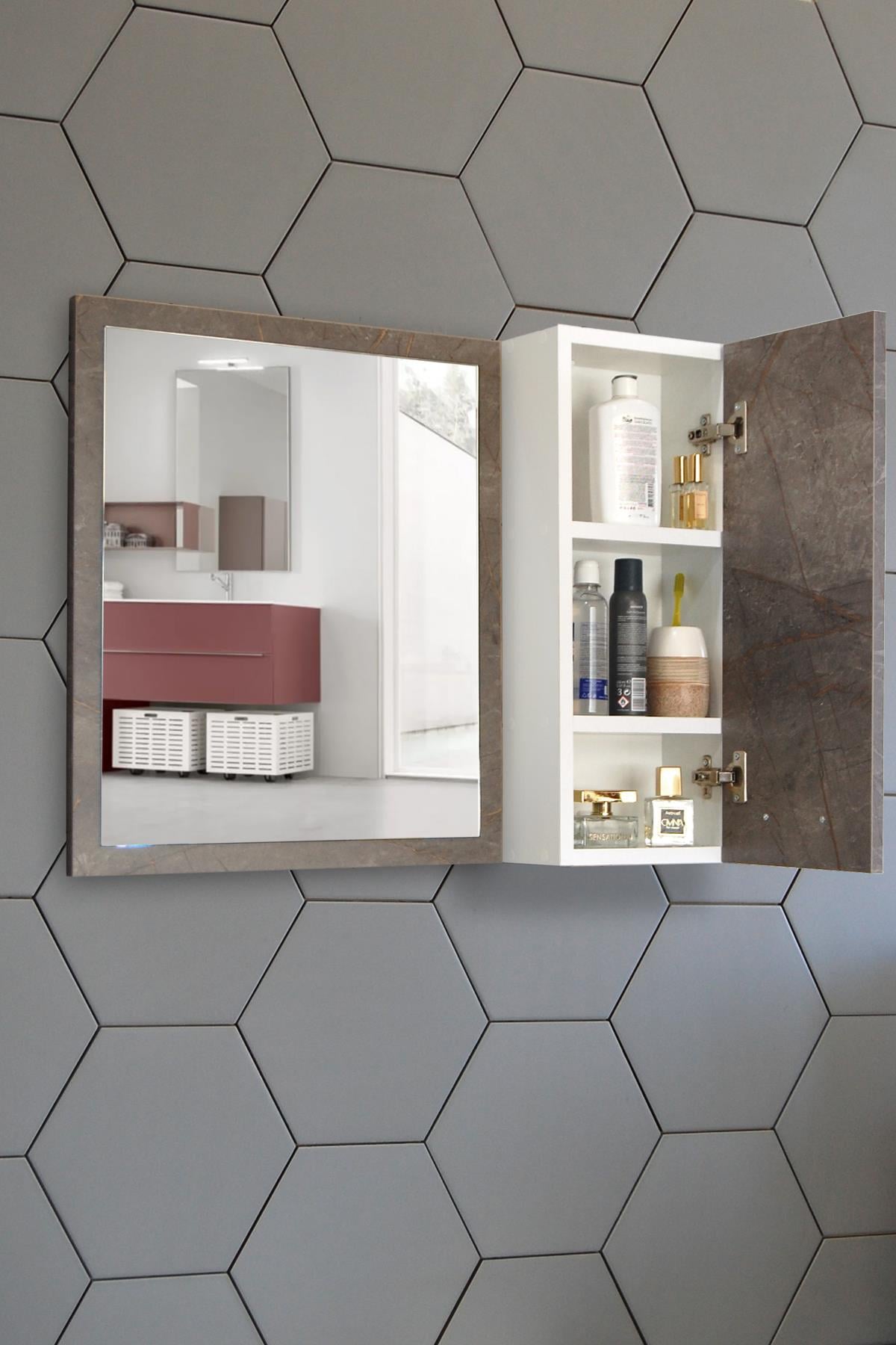 Nurcelant Banyo Dolabı Aynalı 80 cm Üst Modül Mdf Gordion