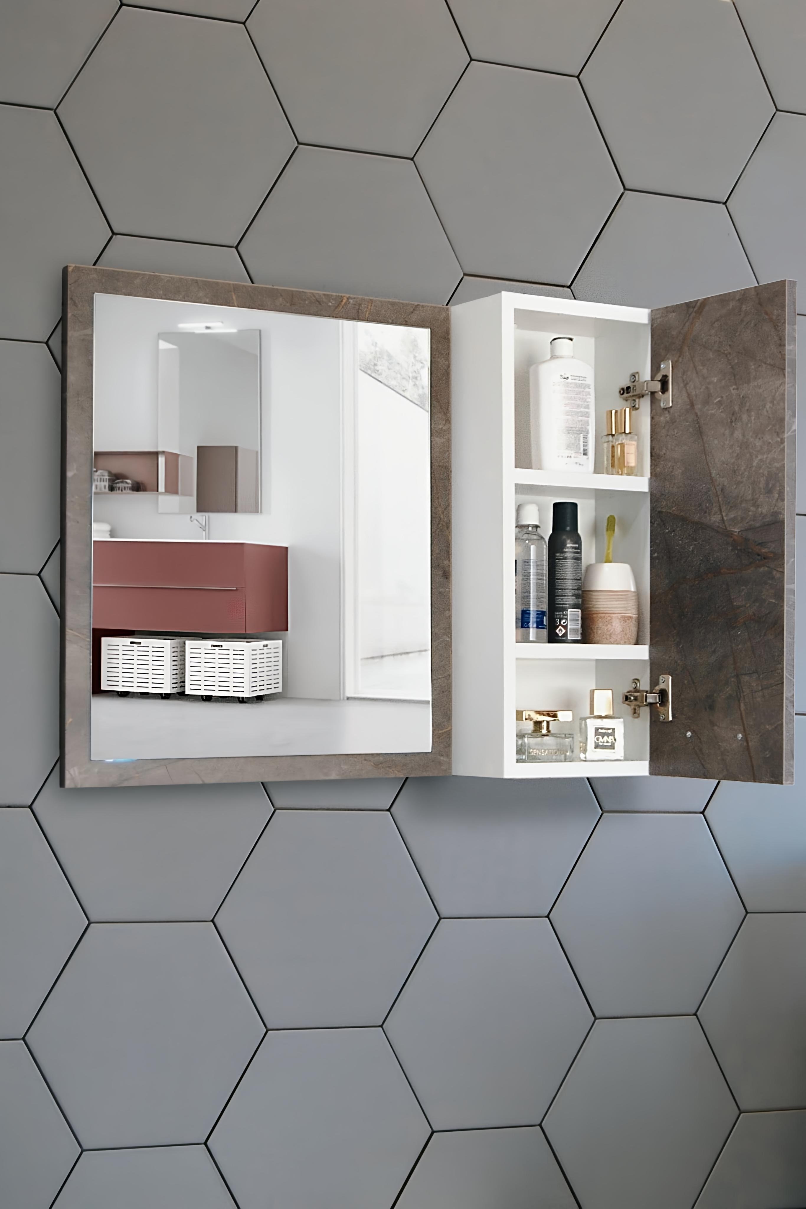 Nurcelant Banyo Dolabı Aynalı 80 cm Üst Modül Mdf Gordion