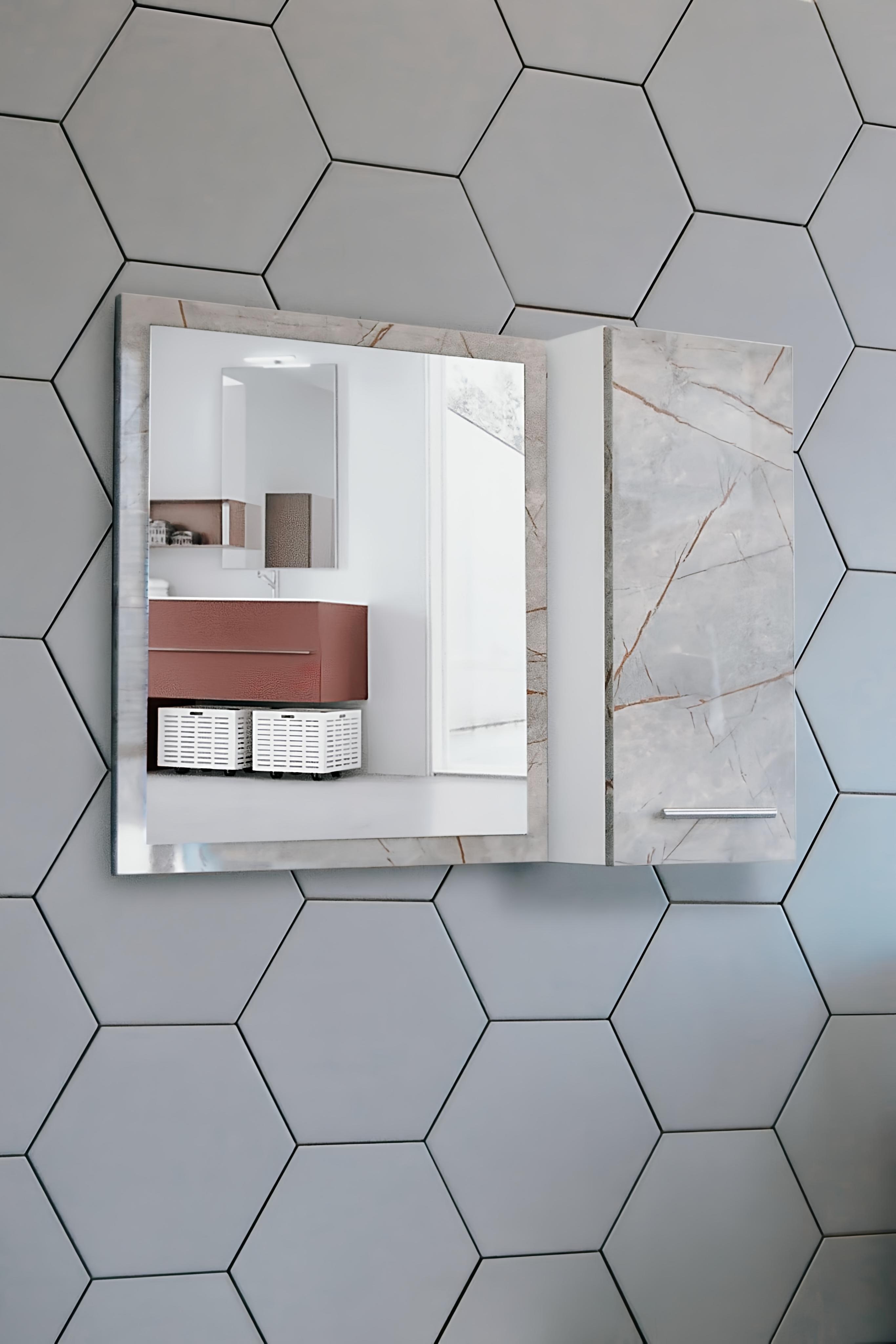 Nurcelant Banyo Dolabı Aynalı 80 cm Üst Modül Mdf Lagina