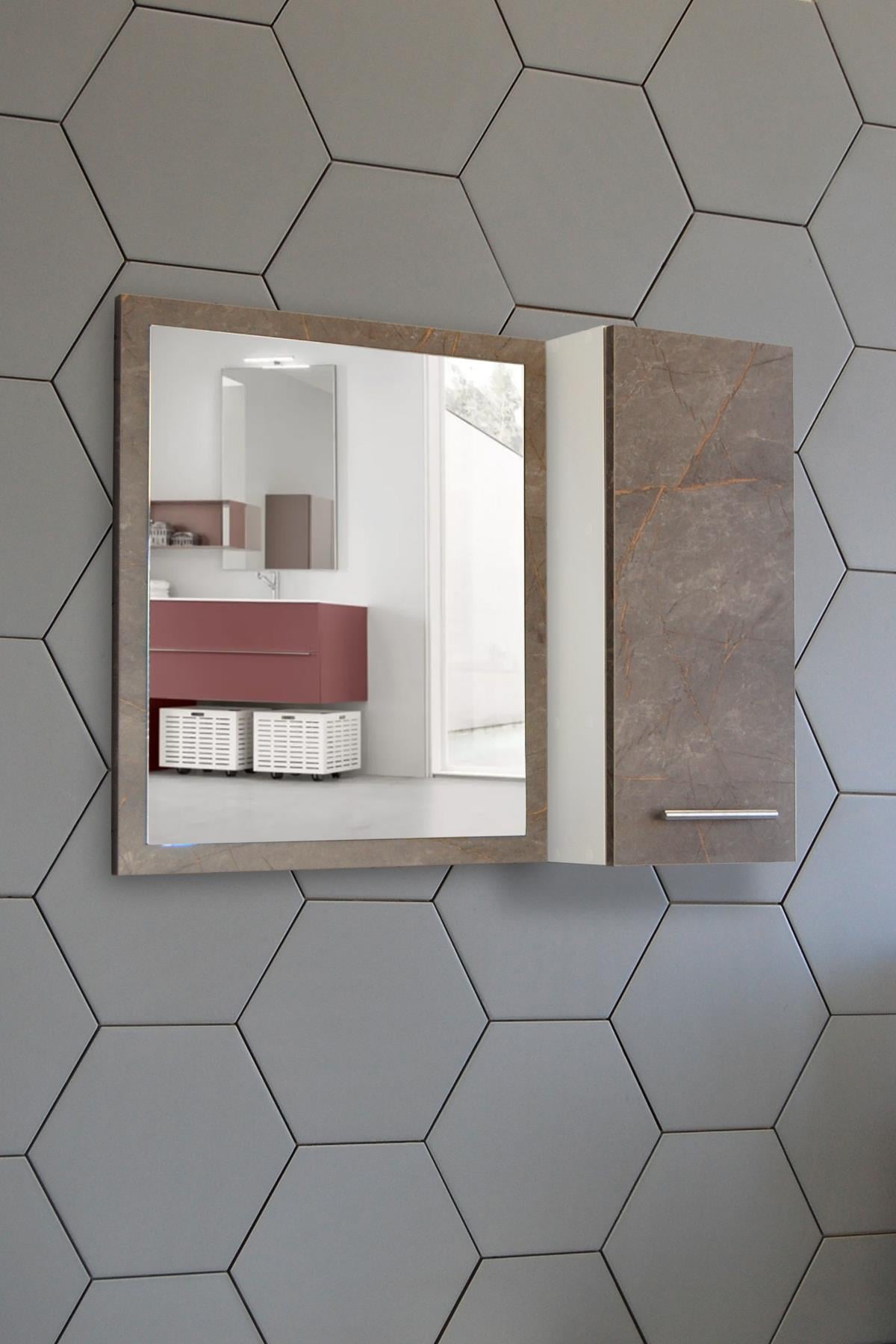 Nurcelant Banyo Dolabı Aynalı 80 cm Üst Modül Mdf Gordion