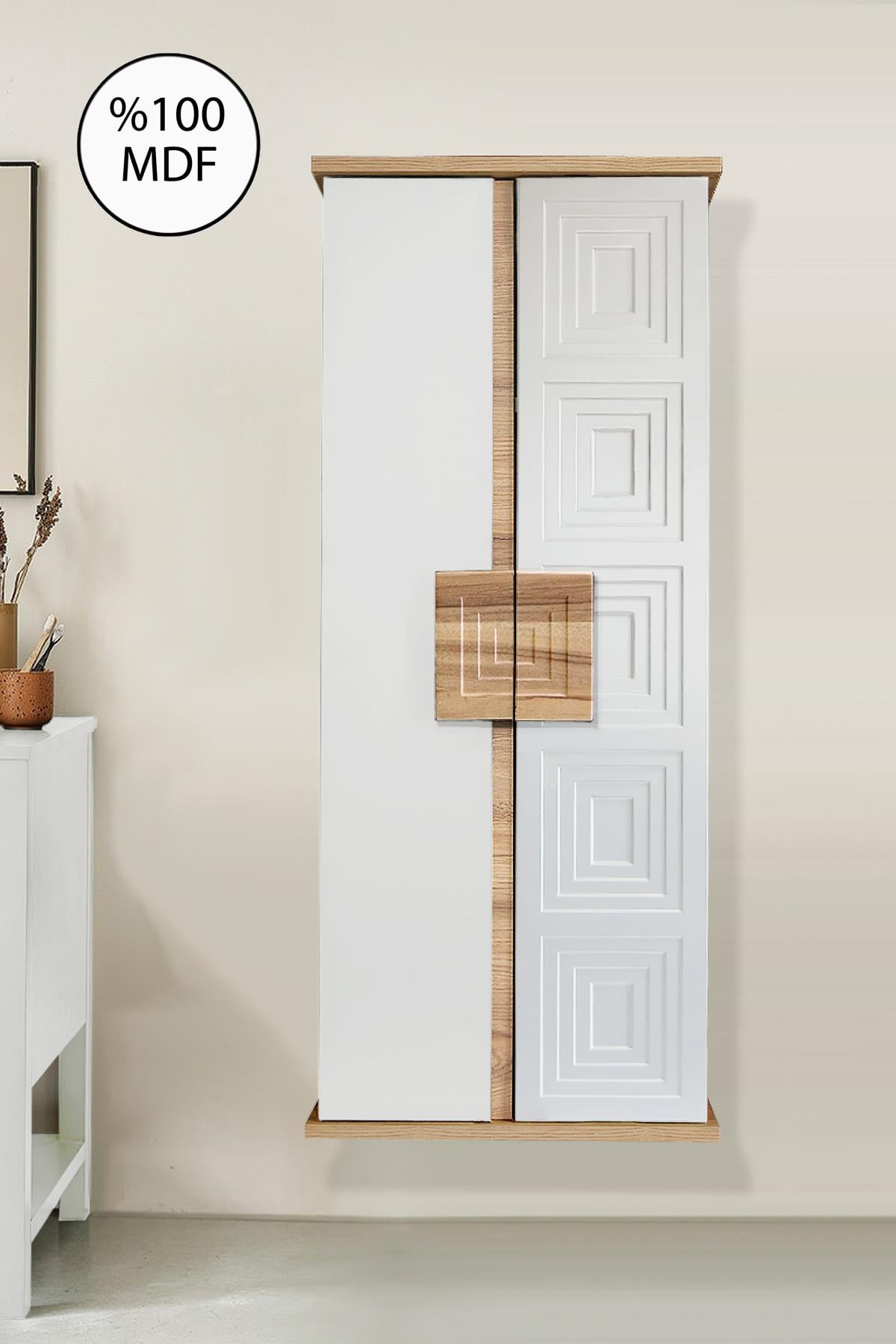 Nurcelant Banyo Mutfak Erzak Boy Dolabı Mdf Beyaz