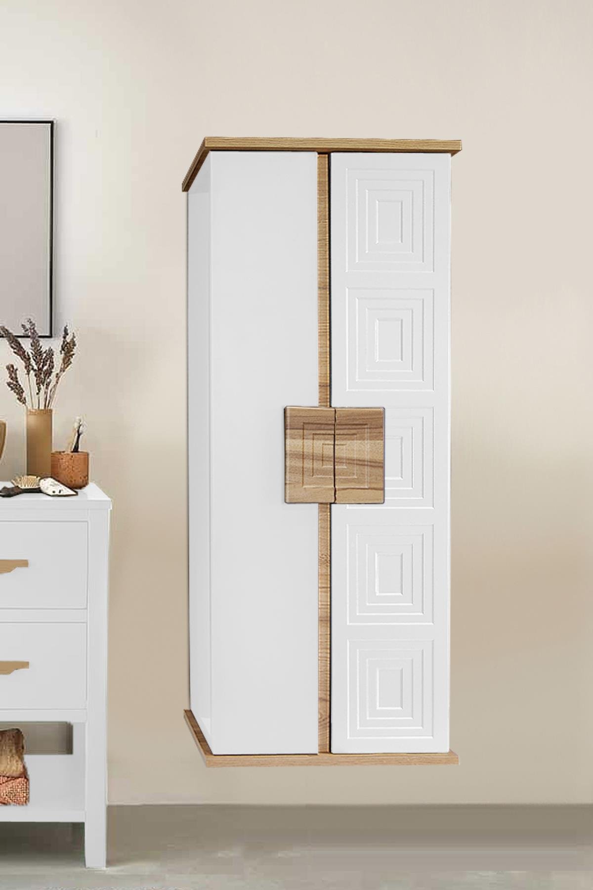 Nurcelant Banyo Mutfak Erzak Boy Dolabı Mdf Beyaz
