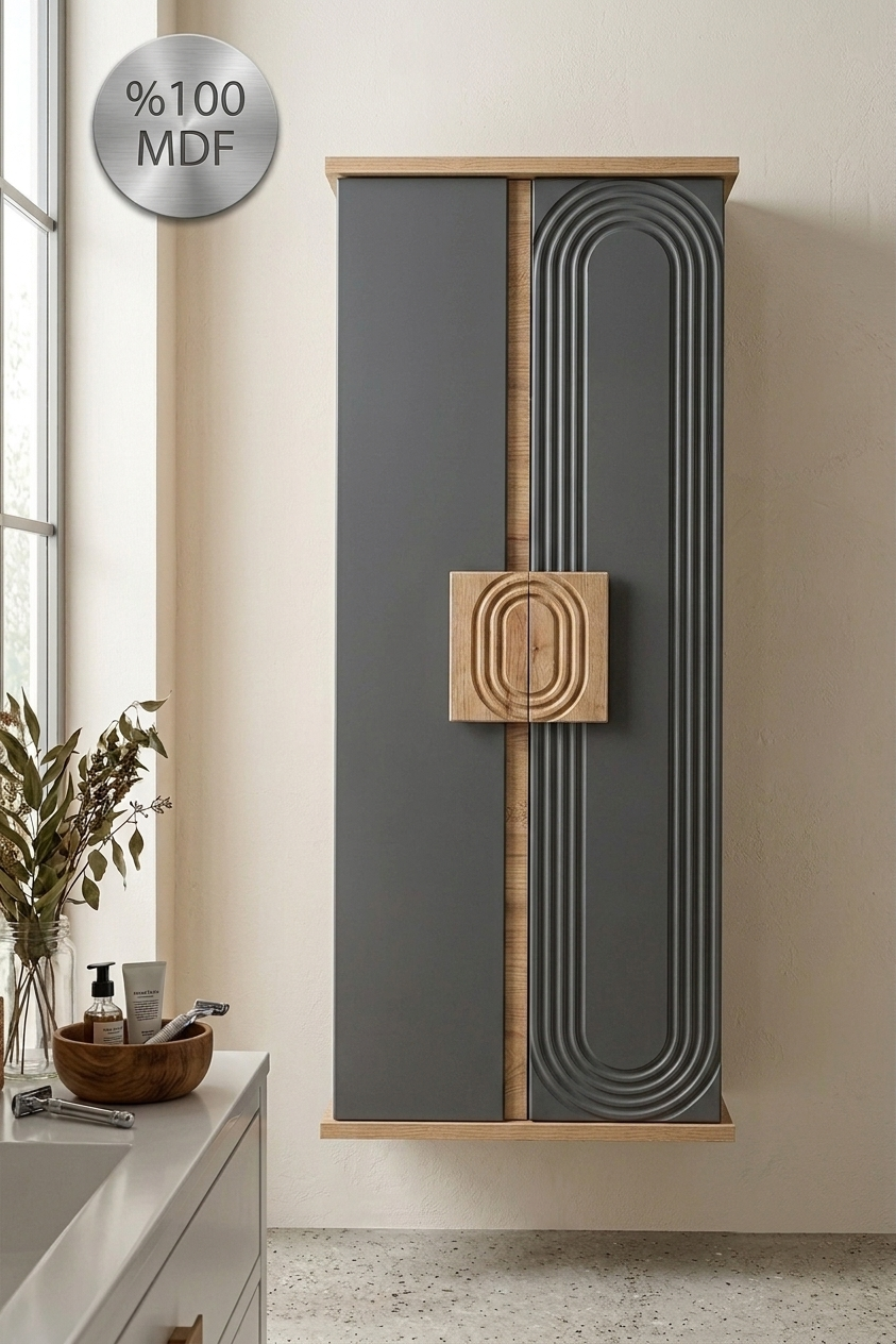 Nurcelant Banyo Mutfak Erzak Boy Dolabı Mdf Antrasit