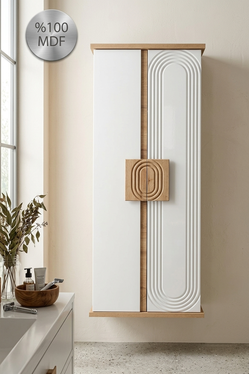 Nurcelant Banyo Mutfak Erzak Boy Dolabı Mdf Beyaz