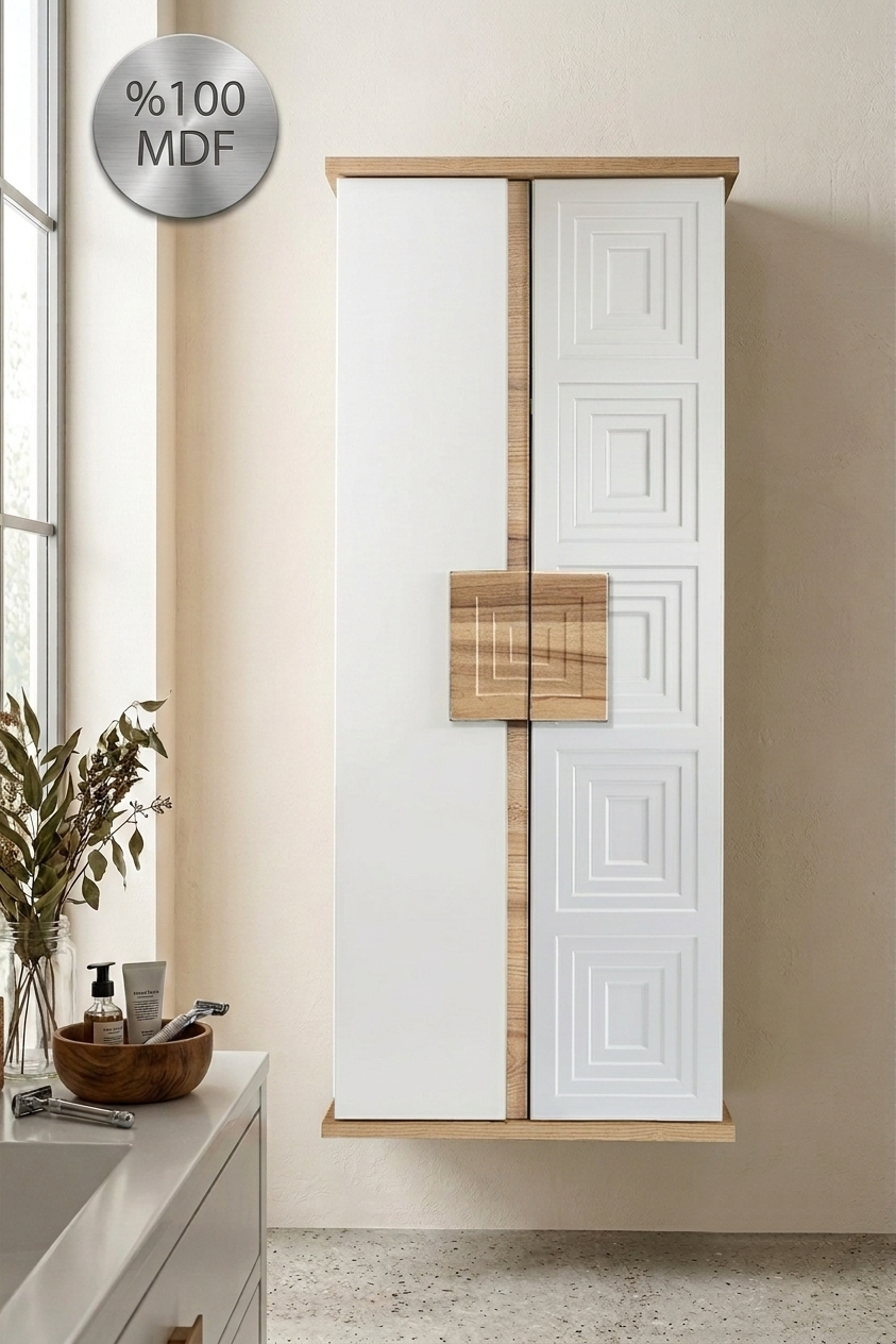 Nurcelant Banyo Mutfak Erzak Boy Dolabı Mdf Beyaz