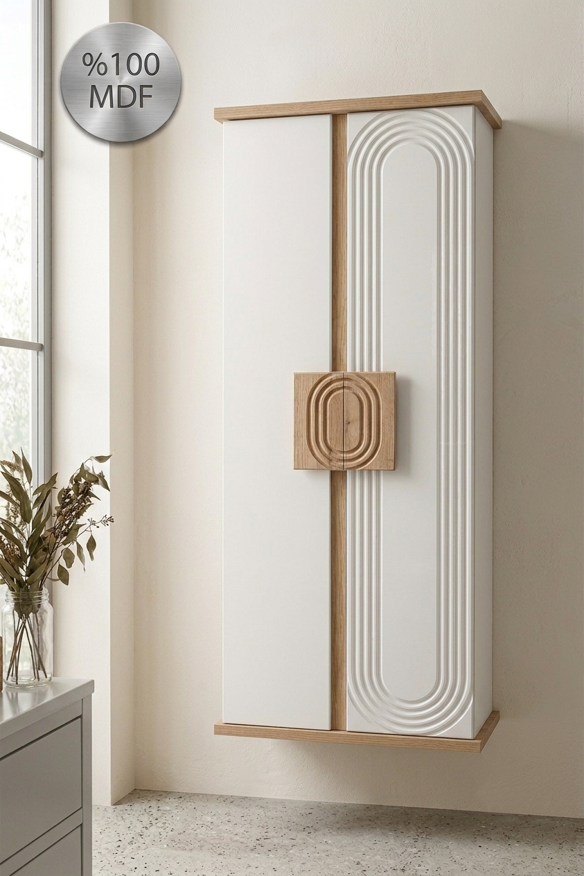 Nurcelant Banyo Mutfak Erzak Boy Dolabı Mdf Beyaz