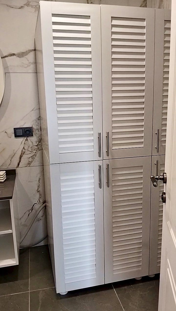 Nurcelant Çamaşır Bulaşık Makinesi Kurutmalık Dolabı Panjur Kapaklı Beyaz