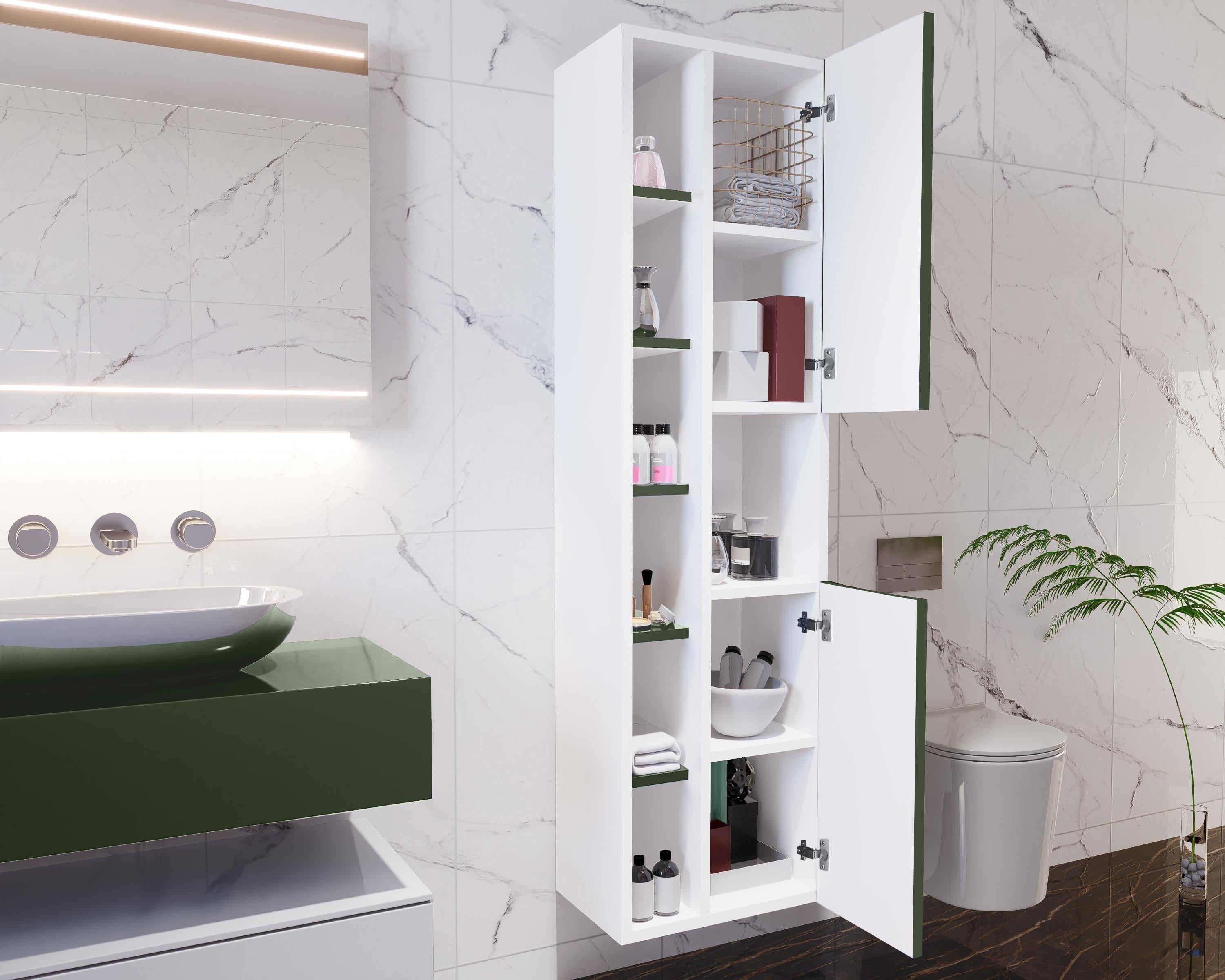 Nurcelant Çok Amaçlı Banyo Boy Dolabı Mdf Koyu Yeşil