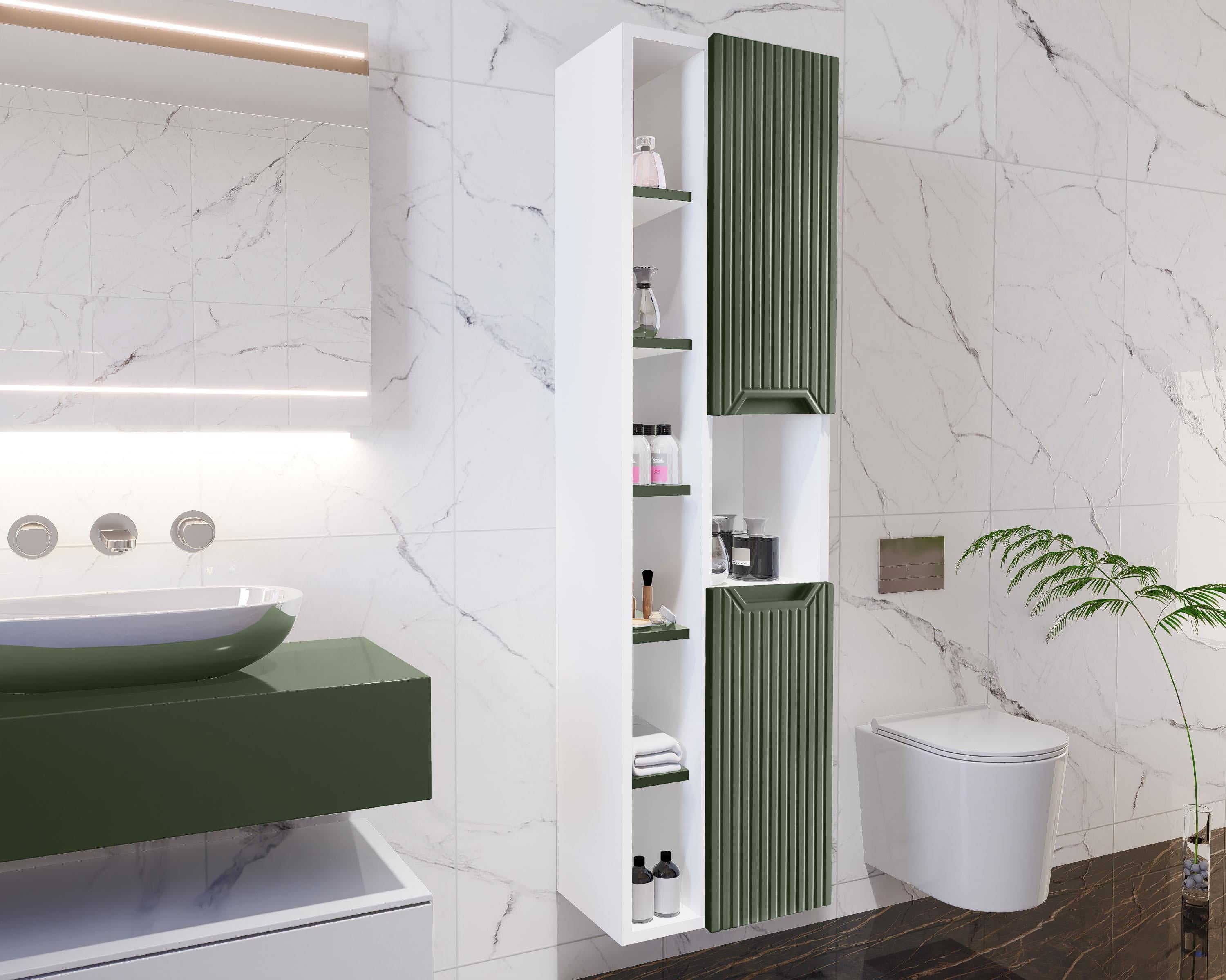 Nurcelant Çok Amaçlı Banyo Boy Dolabı Mdf Koyu Yeşil