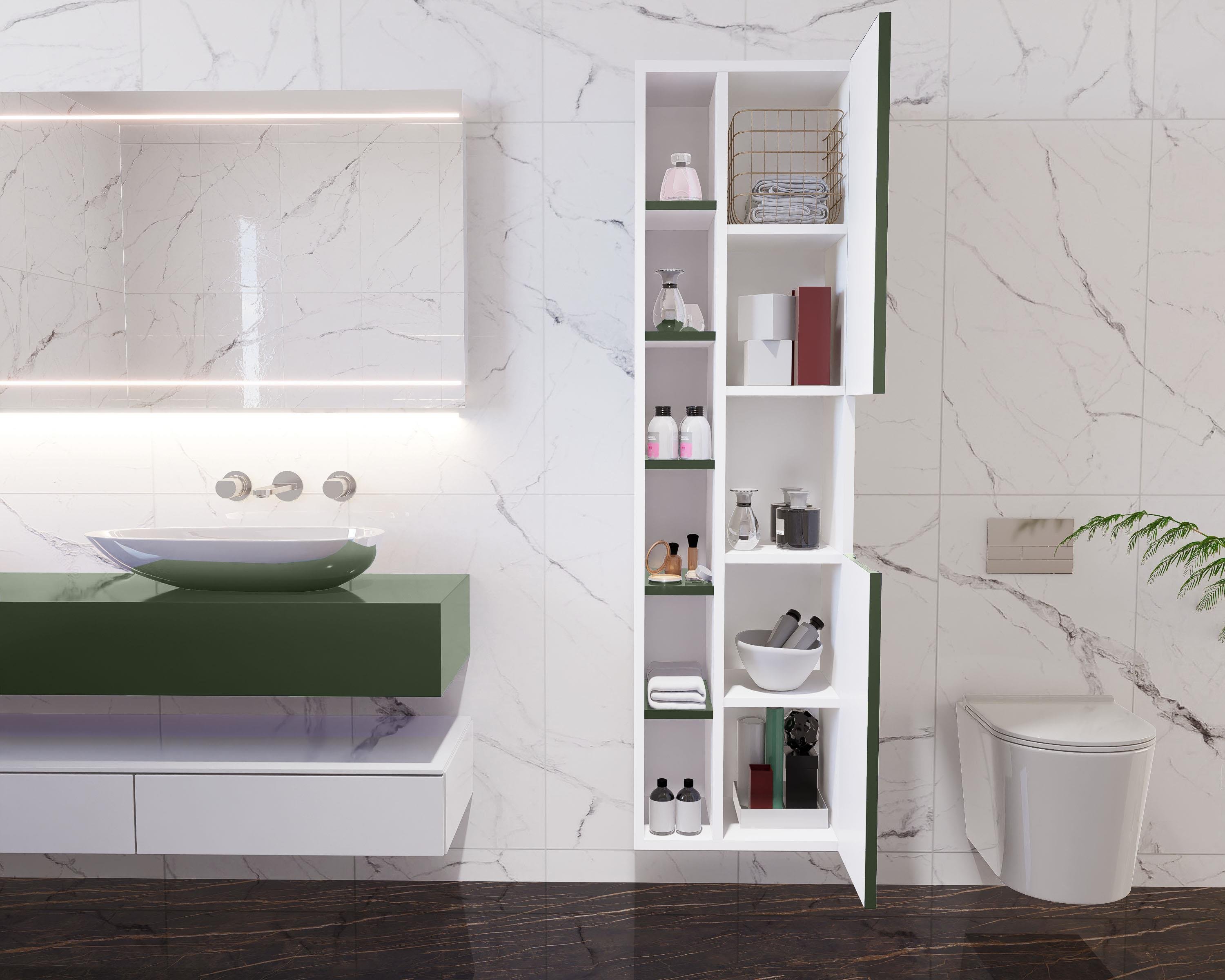 Nurcelant Çok Amaçlı Banyo Boy Dolabı Mdf Koyu Yeşil