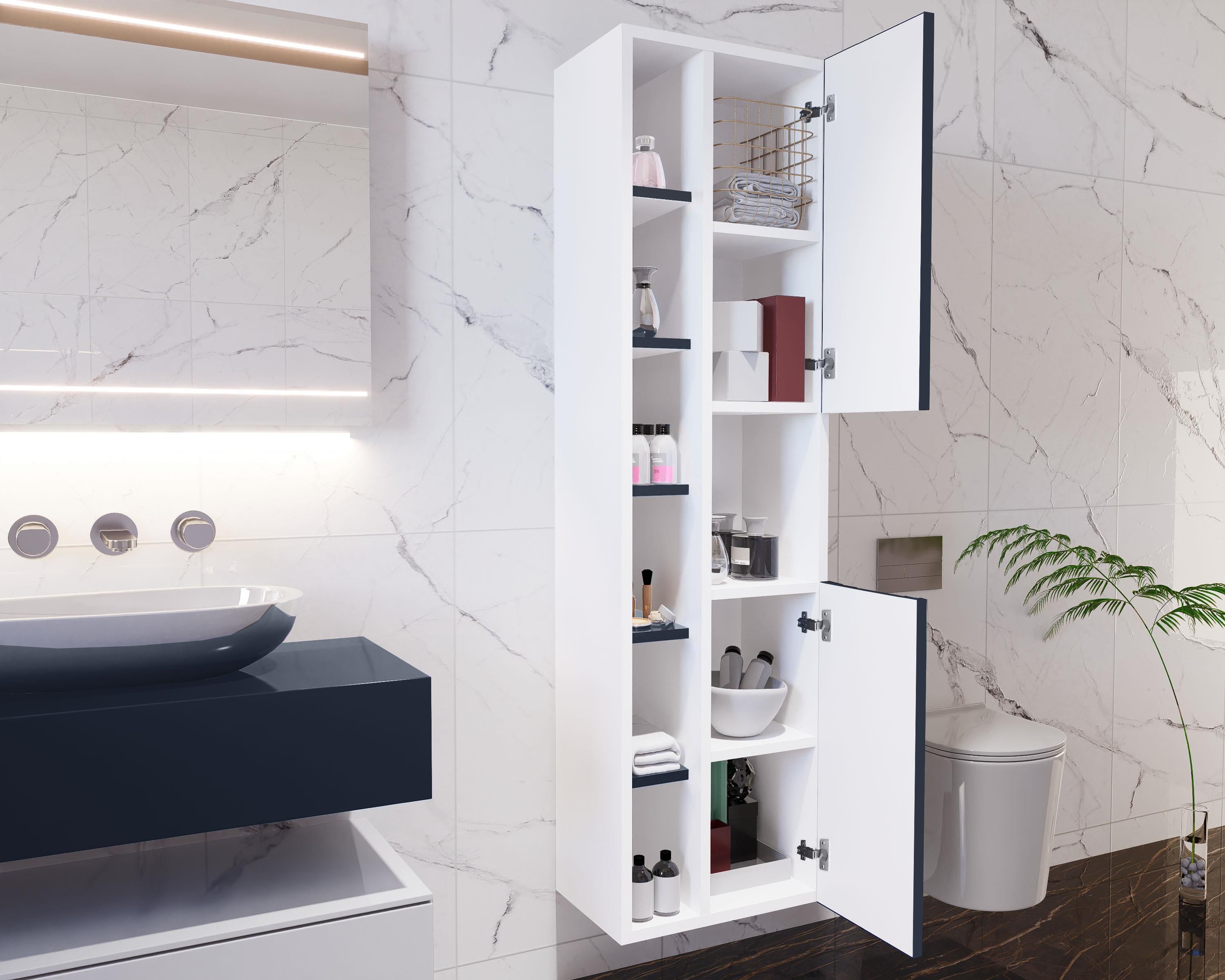 Nurcelant Çok Amaçlı Banyo Boy Dolabı Mdf Lacivert