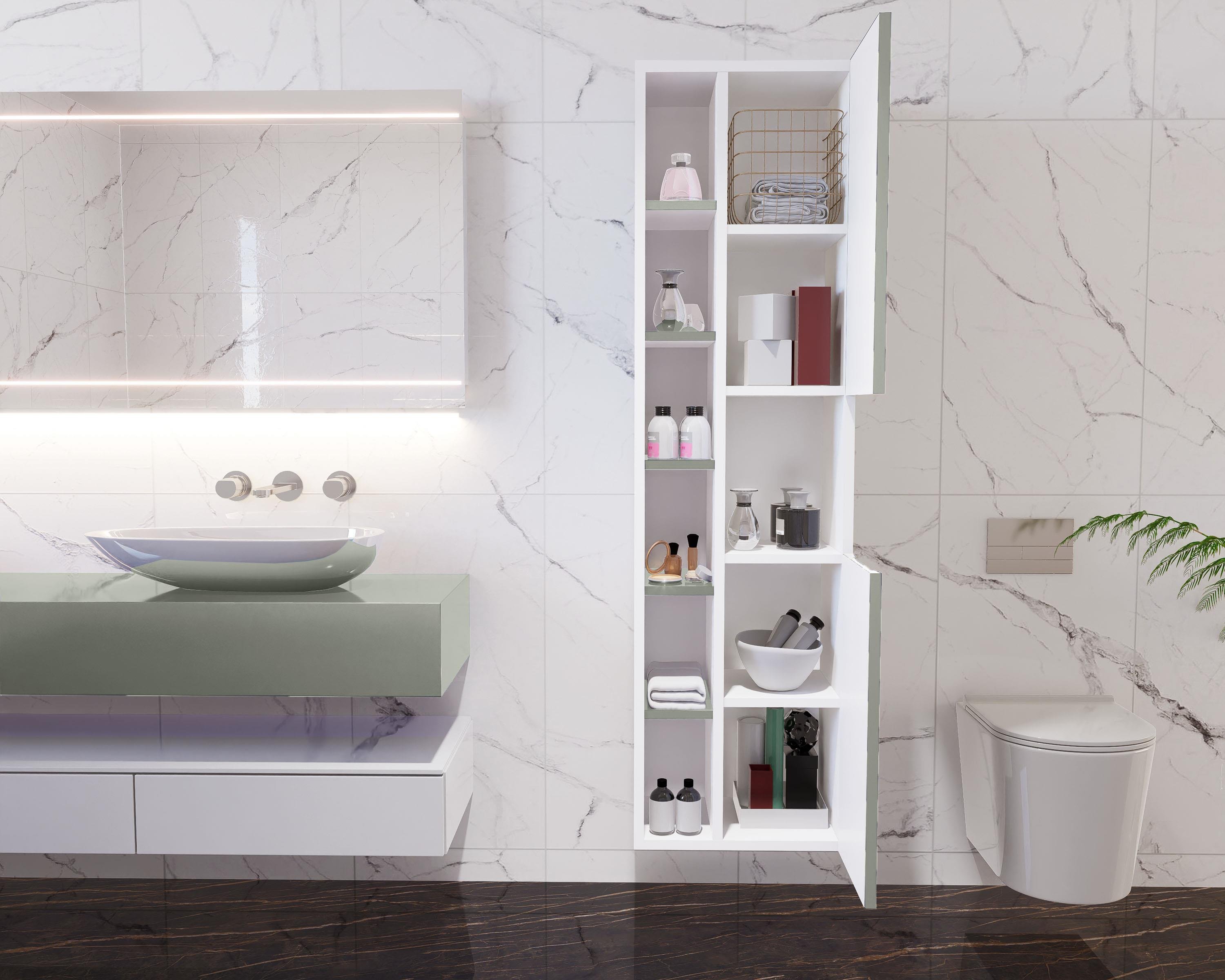 Nurcelant Çok Amaçlı Banyo Boy Dolabı Mdf Açık Yeşil