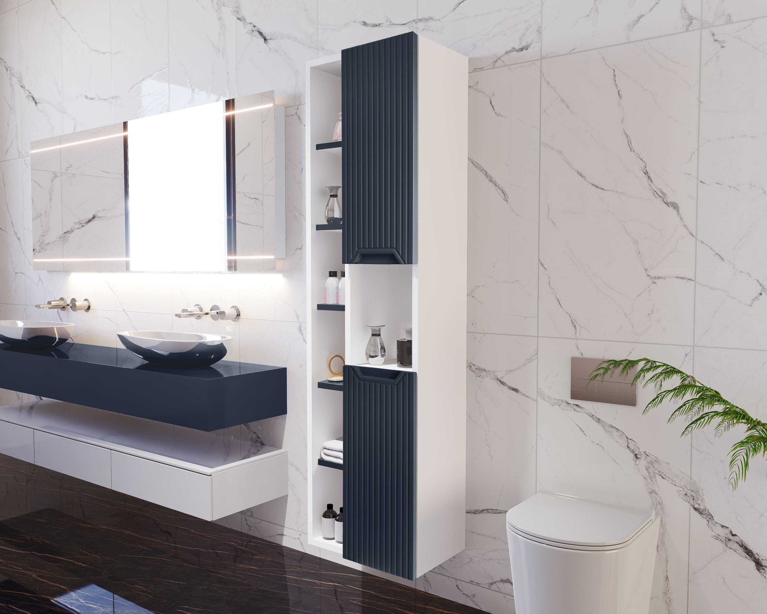 Nurcelant Çok Amaçlı Banyo Boy Dolabı Mdf Lacivert