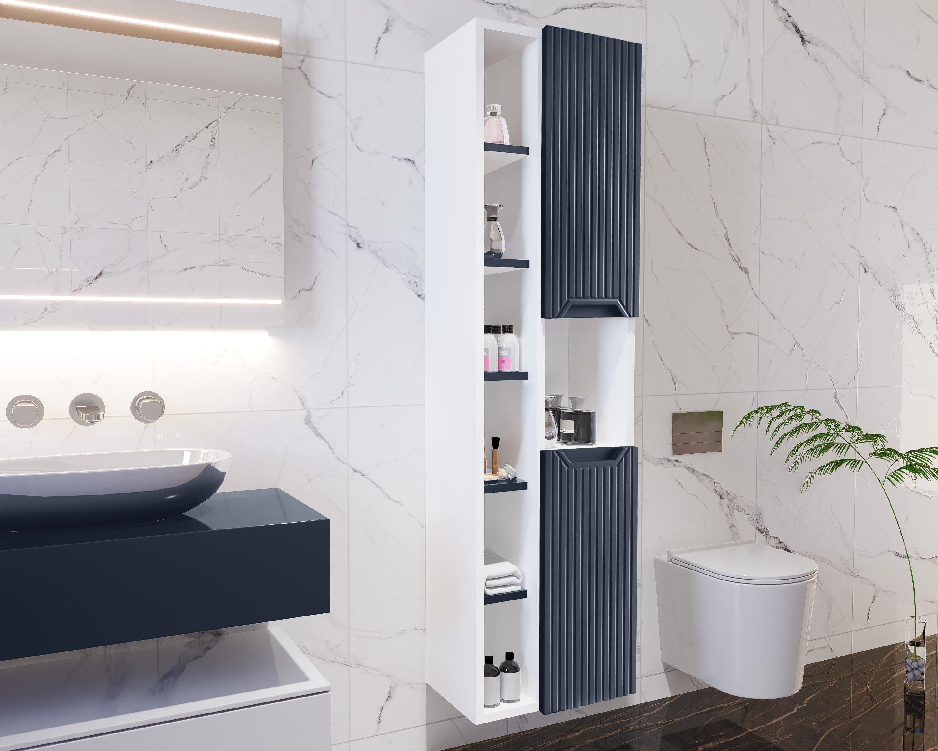 Nurcelant Çok Amaçlı Banyo Boy Dolabı Mdf Lacivert