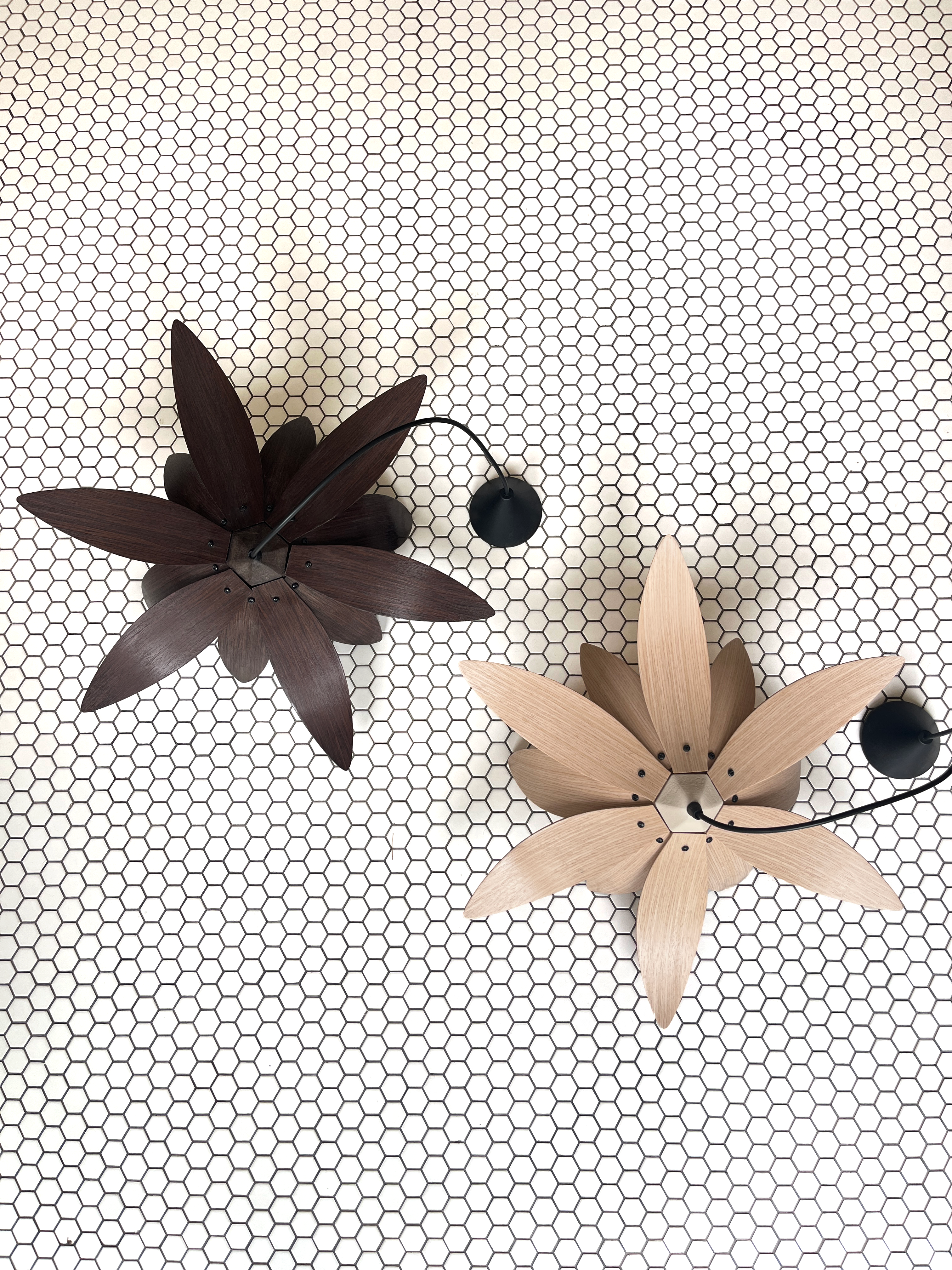 Lotus Avize – Ahşap Modern ve Minimal Tasarım Avize, İskandinav Salon ve Oturma Odası Aydınlatması (Açık Meşe)