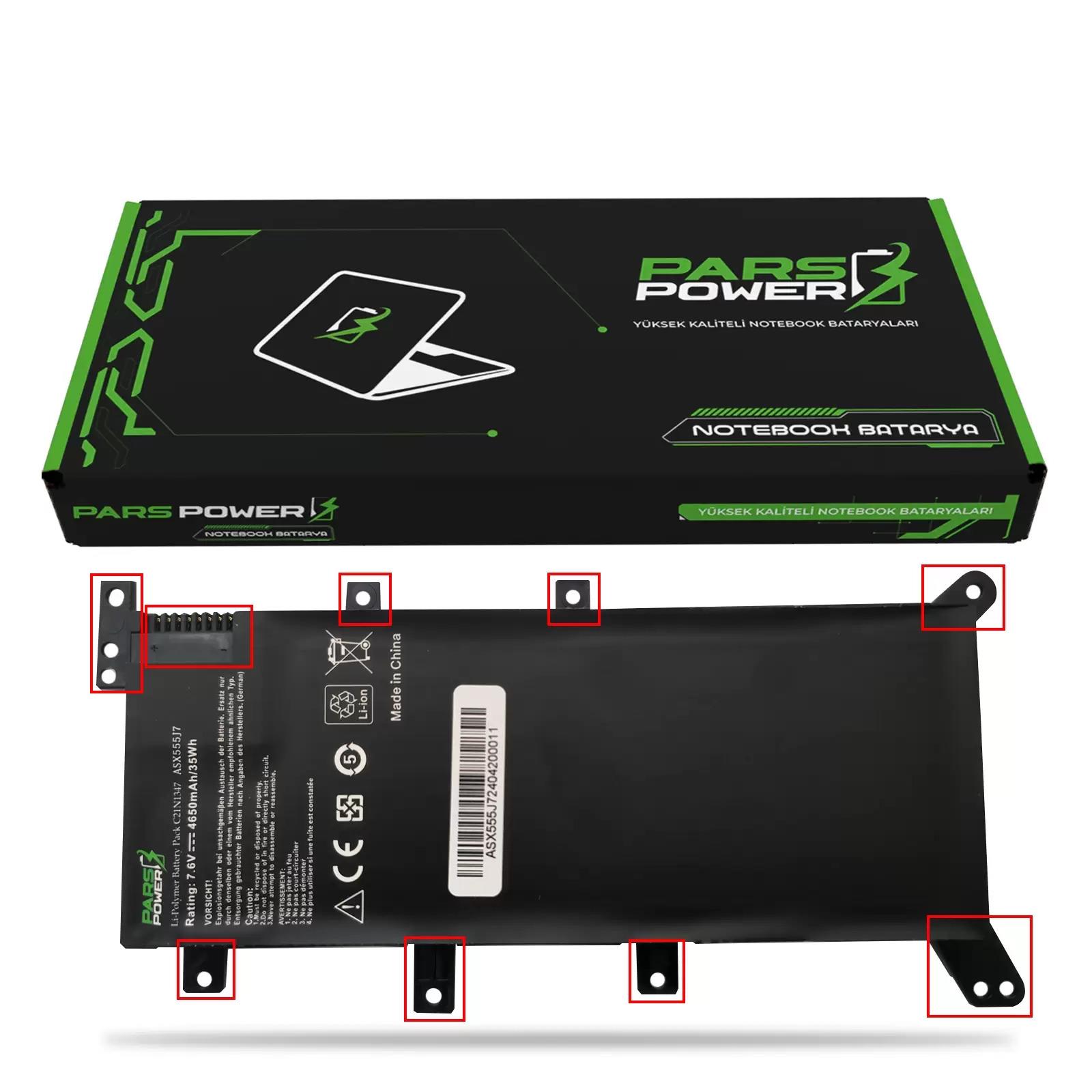 Asus R511L, R51L, R556L Notebook Batarya - Pil (Pars Power)