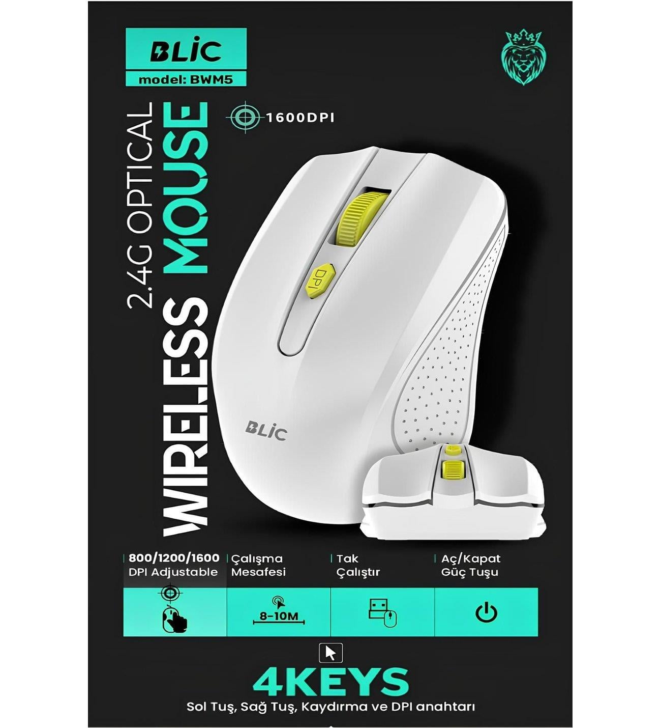 Blic Bwm5 Wireless 2.4 Beyaz Optik Kablosuz Mouse