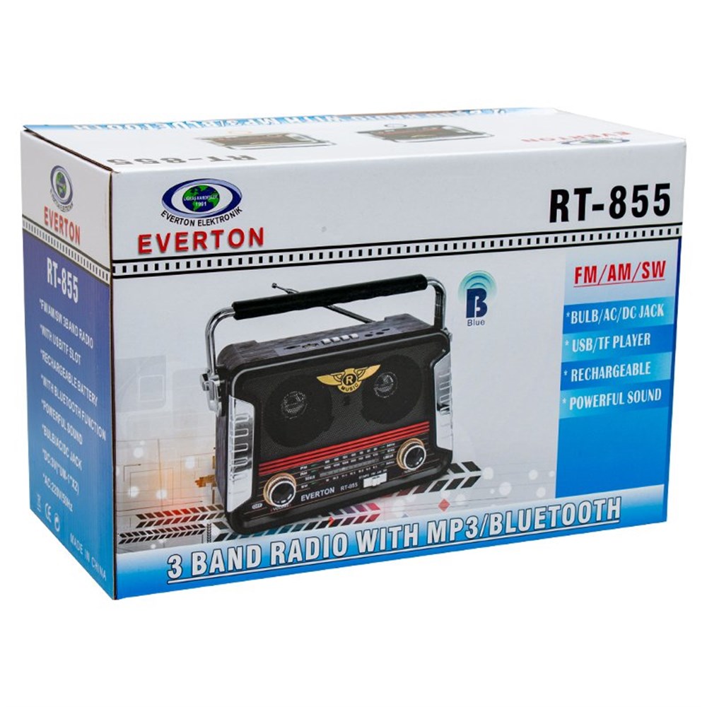 Everton RT-855BT Siyah USB-SD-FM-Bluetooth Destekli Nostaljik Radyo