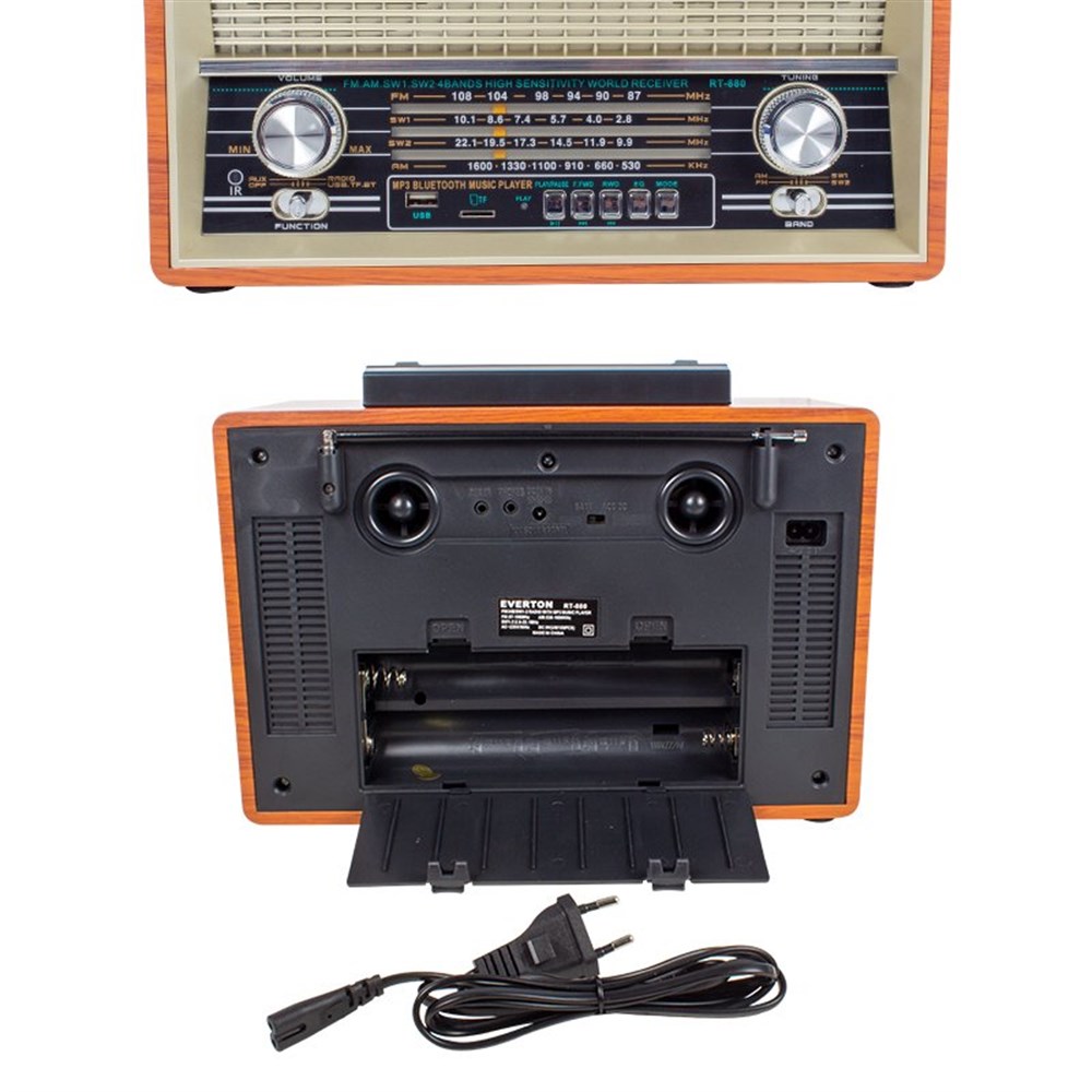 Everton RT-880BT USB-SD-FM-Bluetooth'lu Solar Panel Girişli Büyük Model Nostaljik Radyo
