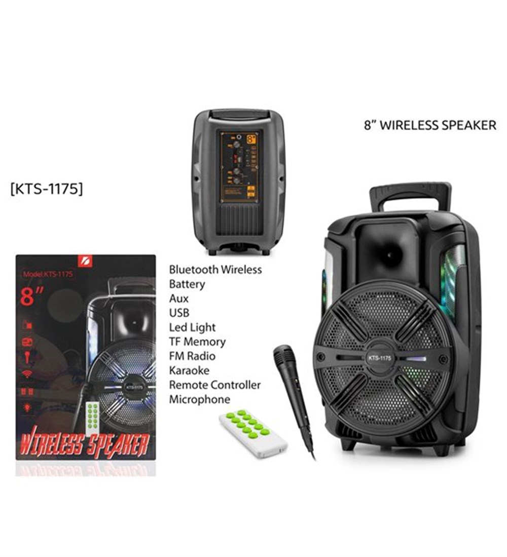 Kts-1175 Mikrofonlu Ledli Bluetooth Valiz Speaker Usb-Tf-Fm-Bluetooth 