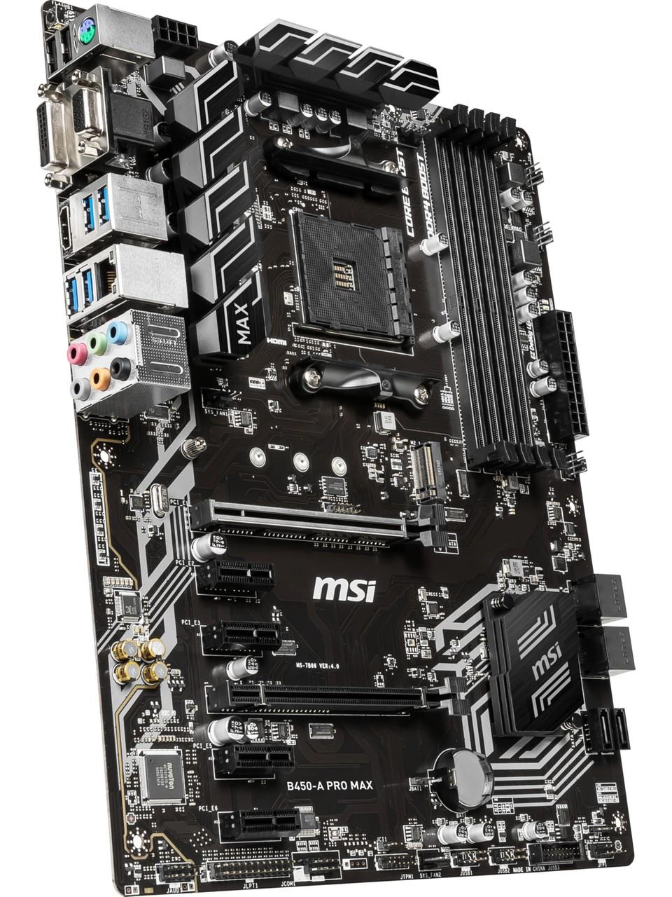 MSI B450-A PRO MAX AM4 DDR4 3466(OC) VGA DVI HDMI M.2 USB3.1 ATX Anakart