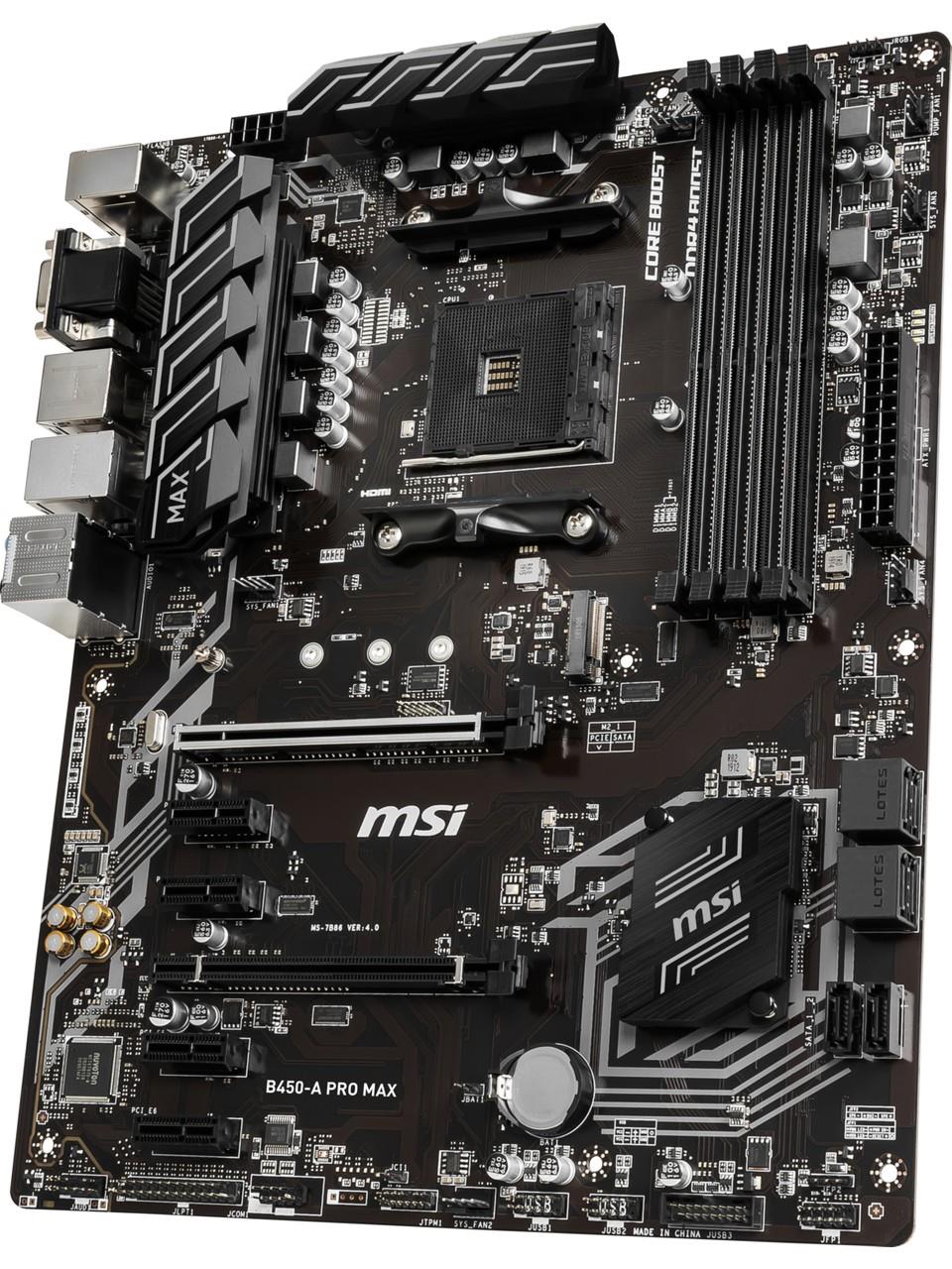 MSI B450-A PRO MAX AM4 DDR4 3466(OC) VGA DVI HDMI M.2 USB3.1 ATX Anakart