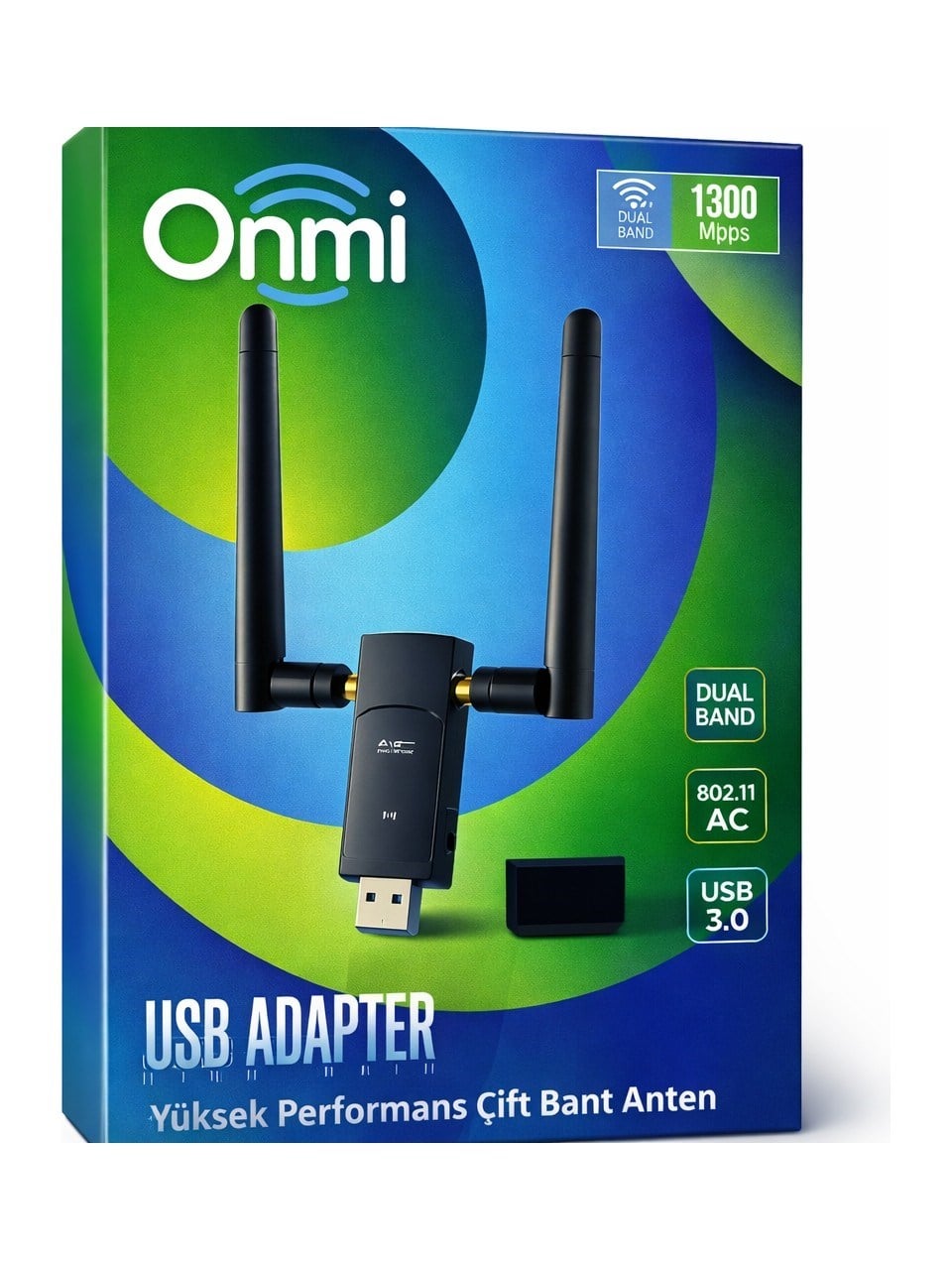 Onmi 1300 Mbps USB 3.0 2,4Ghz & 5,8Ghz Çift Anten Wifi USB Adaptör