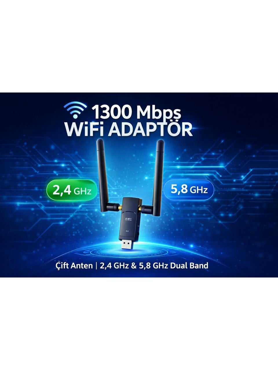 Onmi 1300 Mbps USB 3.0 2,4Ghz & 5,8Ghz Çift Anten Wifi USB Adaptör