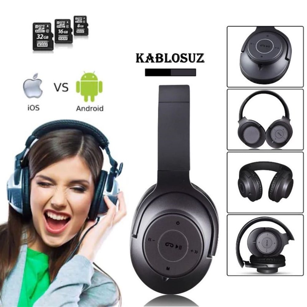 P37 Katlanabilir Bluetooth Kulaklık Kablosuz Radio Sd Kart Destekli Kablosuz Konuşma Özellikli