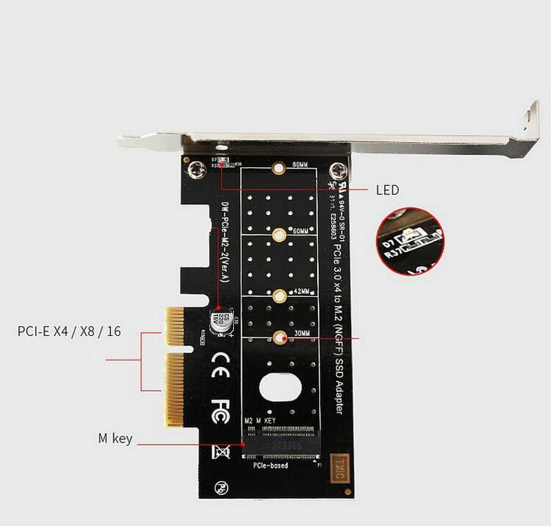 Pci-e Express 3.0 X4 To Nvme Ssd M.2 M Key Kart