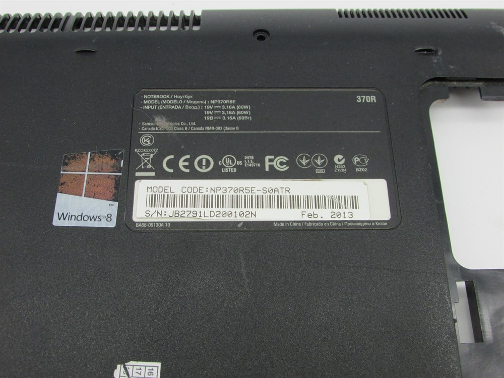 SAMSUNG NP370R5E Notebook Alt Kasa