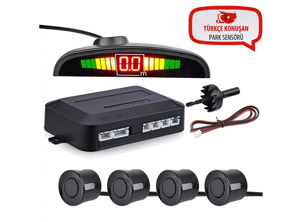 TÜRKÇE KONUŞAN ARAÇ PARK SENSÖRÜ LED EKRANLI 4 SENSÖRLÜ