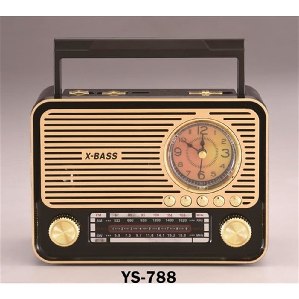 YS-788BT Nostaljik Radyo Fenerli Saatli Fm/Saat/Bluetooth/Sd/Usb