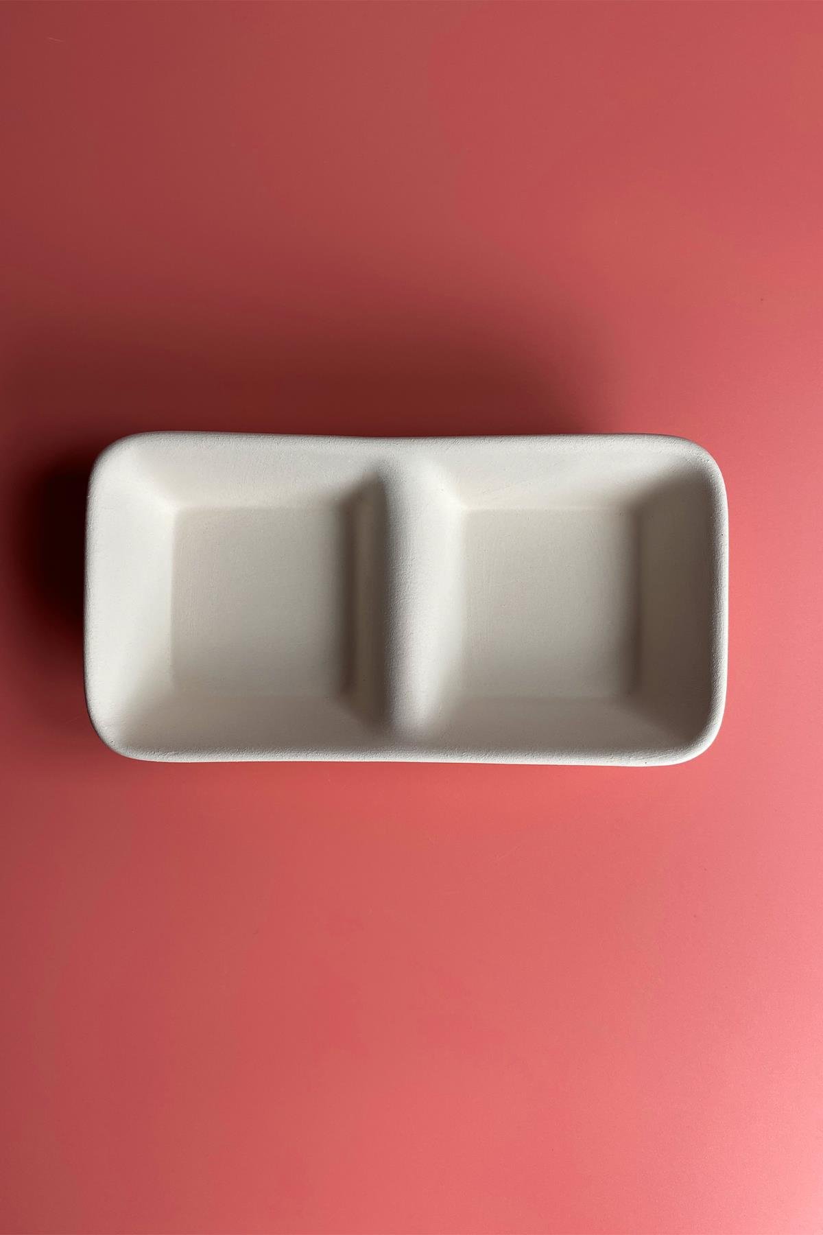 2 Section Mars Appetizers Ceramic Bisque