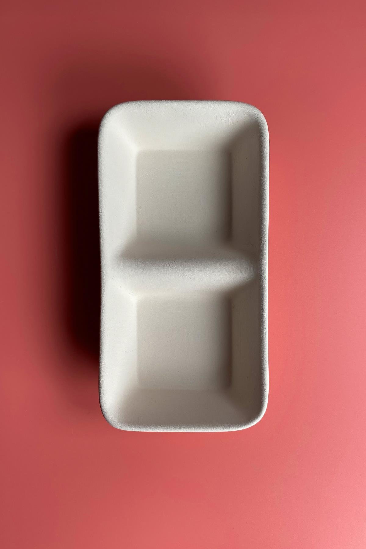 2 Section Mars Appetizers Ceramic Bisque