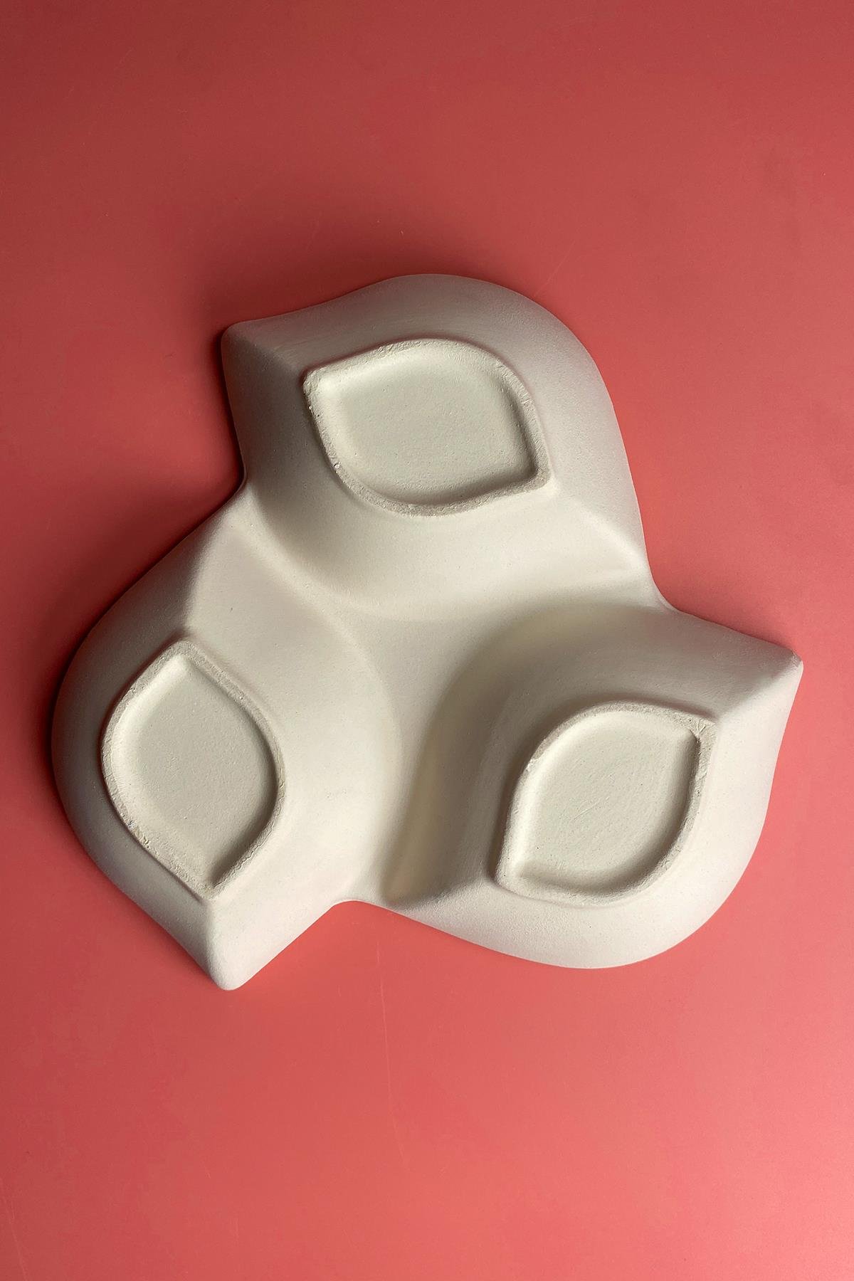 3'Lü Yaprak Çerezlik - Seramik Bisküvi