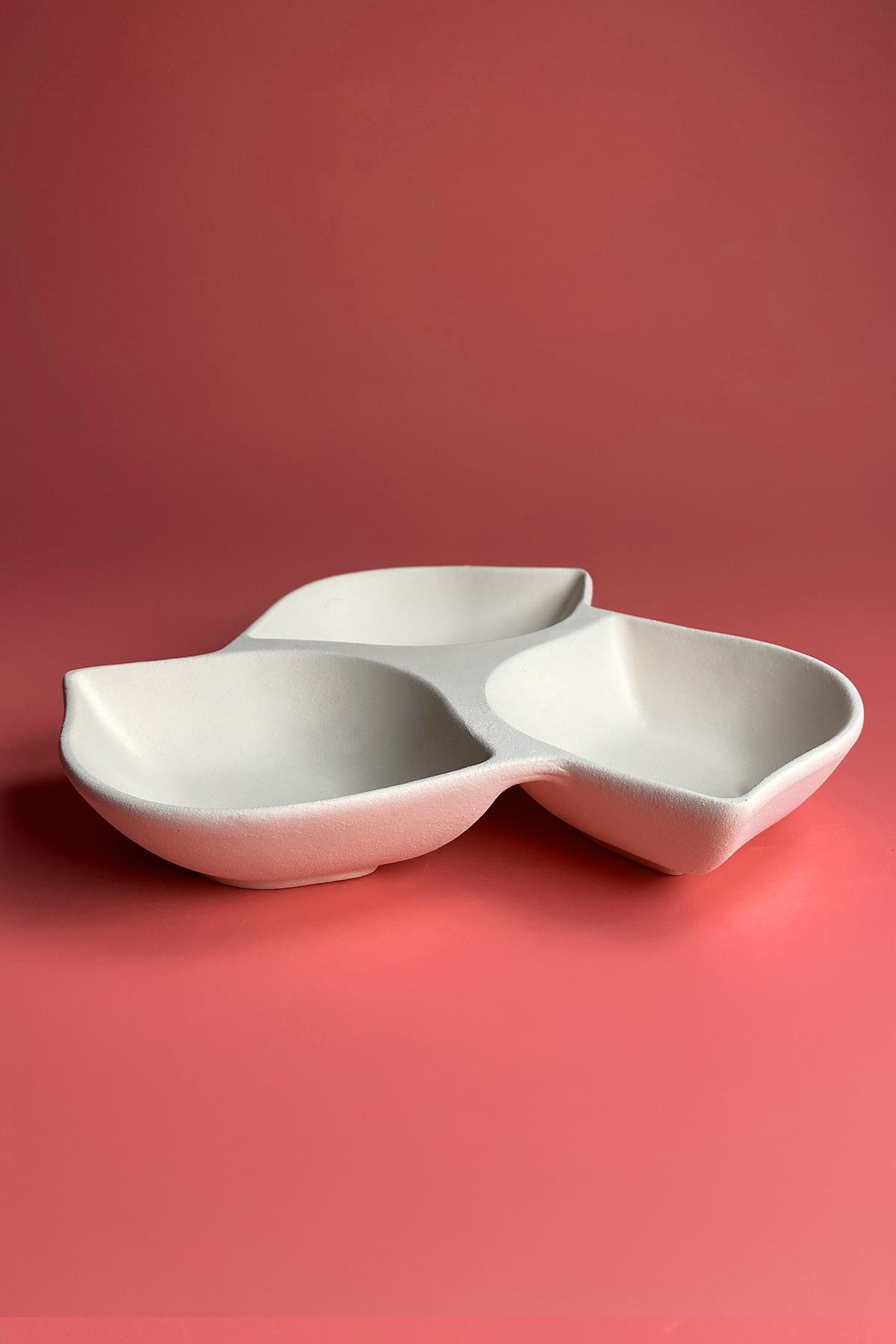 3'Lü Yaprak Çerezlik - Seramik Bisküvi