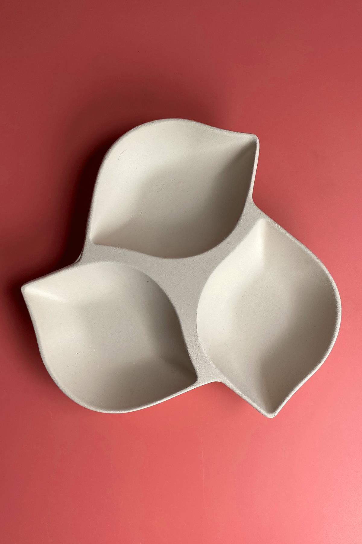 3'Lü Yaprak Çerezlik - Seramik Bisküvi