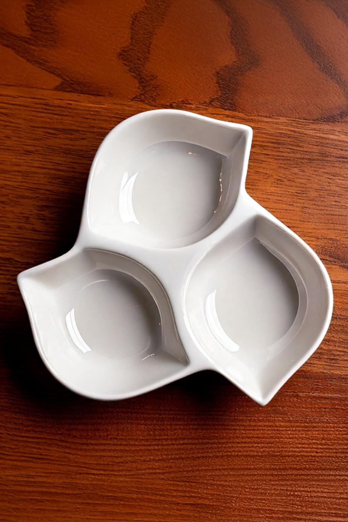 3'Lü Yaprak Çerezlik - Seramik Bisküvi