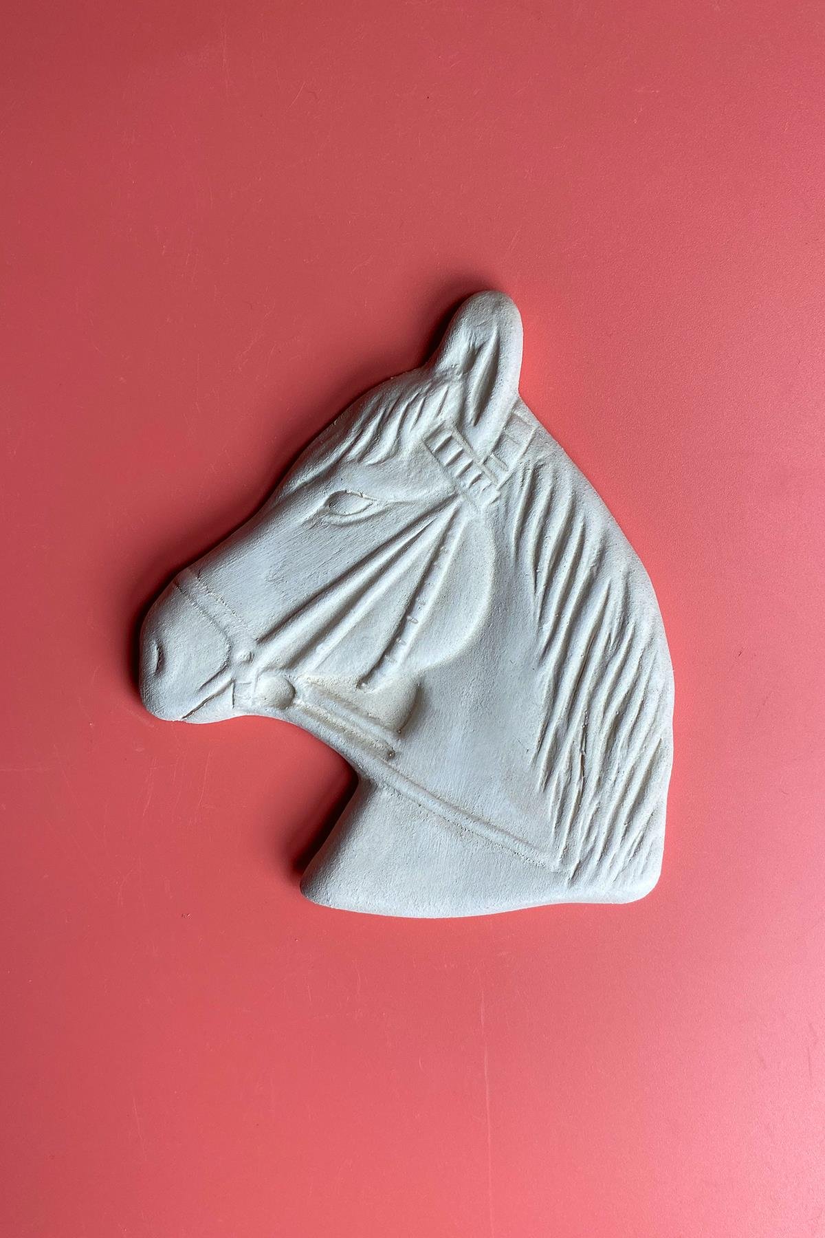Horse Head Plaque Ceramic Bisque
