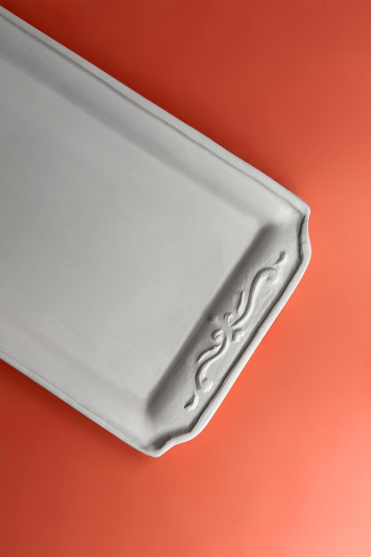 Çiçekli Tepsi Seramik Bisküvi